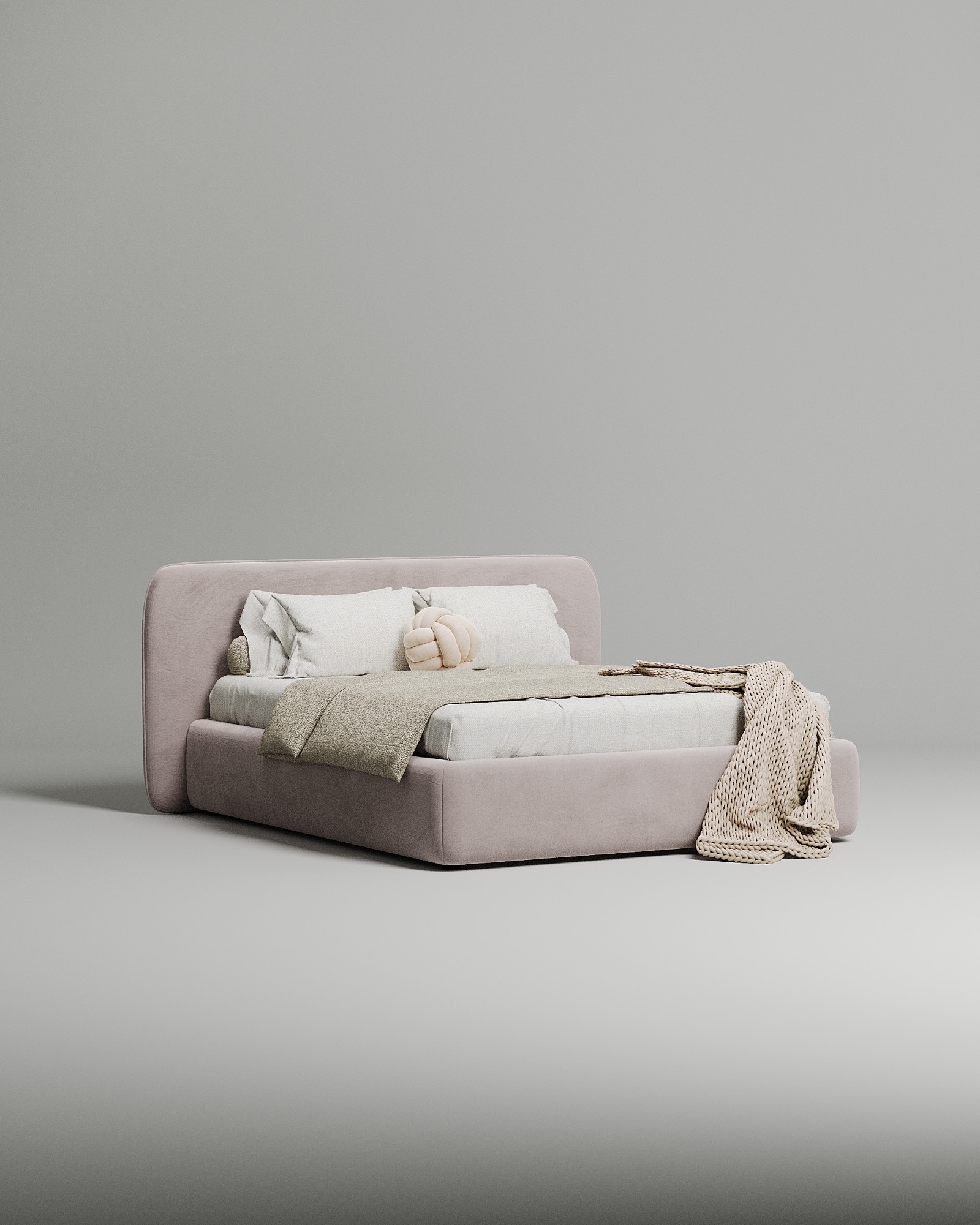 Кровать Endre под матрас 180x200 с мягким изголовьем и ящиком для хранения белья. Материал: велюр - Velutto 37