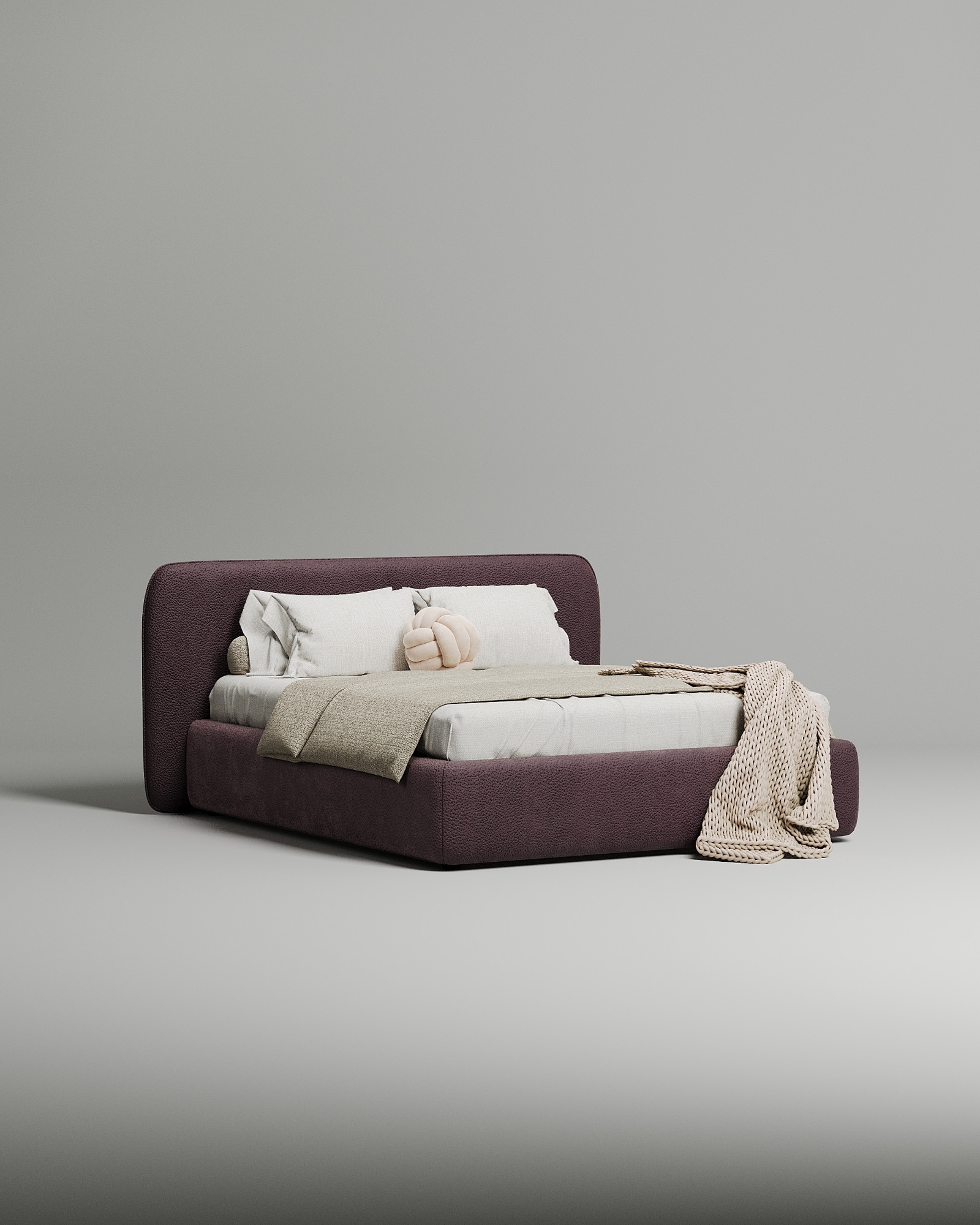 Кровать Endre под матрас 200x200 с мягким изголовьем и ящиком для хранения белья. Материал: искусственная замша - Oxford 285