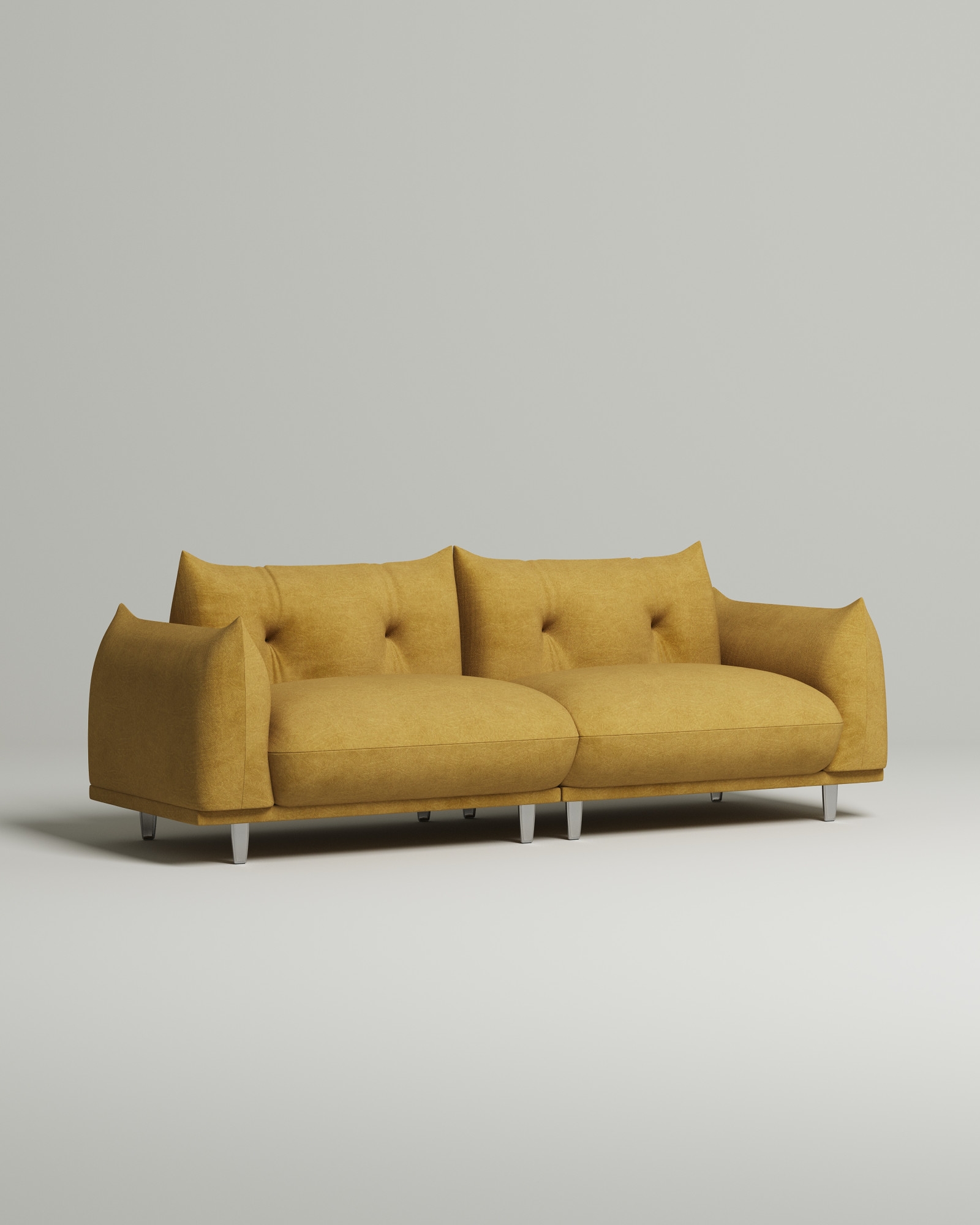 Стильный прямой диван Emon. Материал: Флок. Цвет: Горчичный