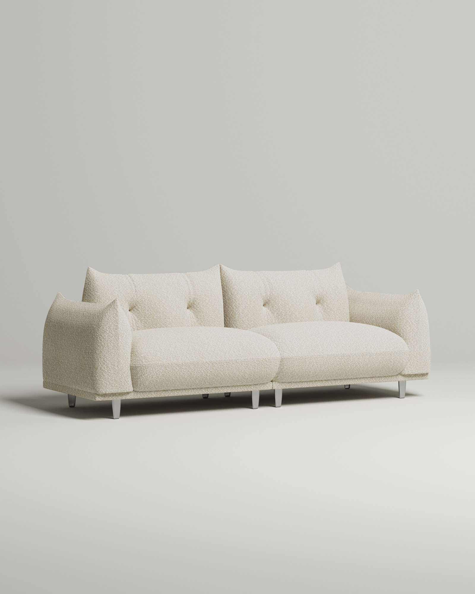 Стильный прямой диван Emon. Материал: Букле. Цвет: Белый