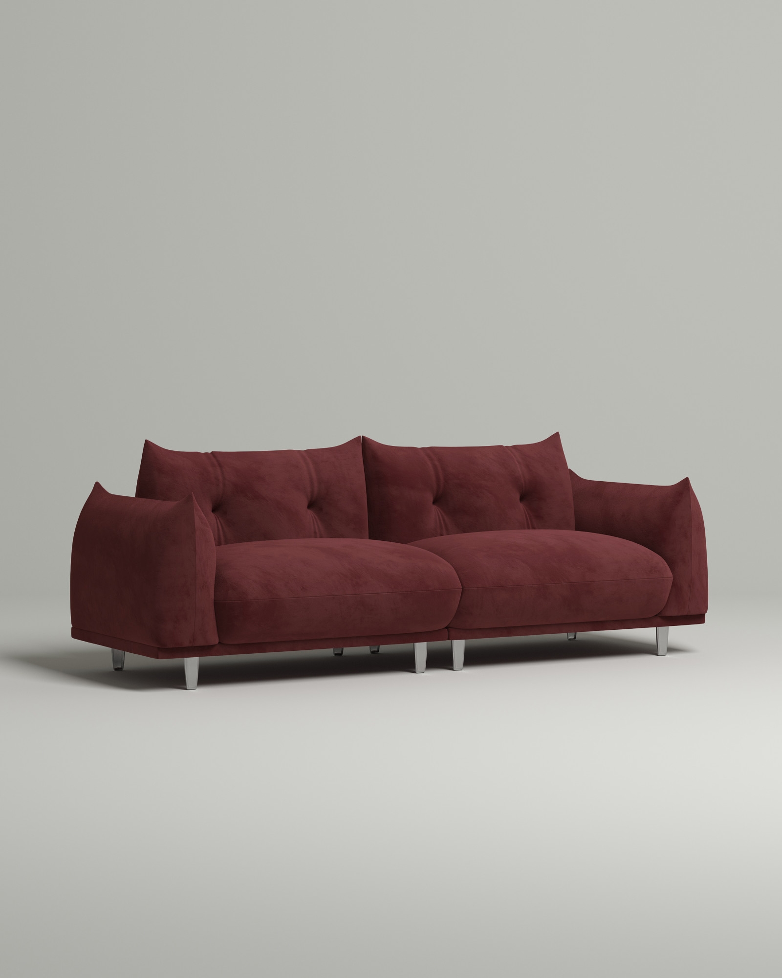 Стильный прямой диван Emon. Материал: Велюр. Цвет: Бордо