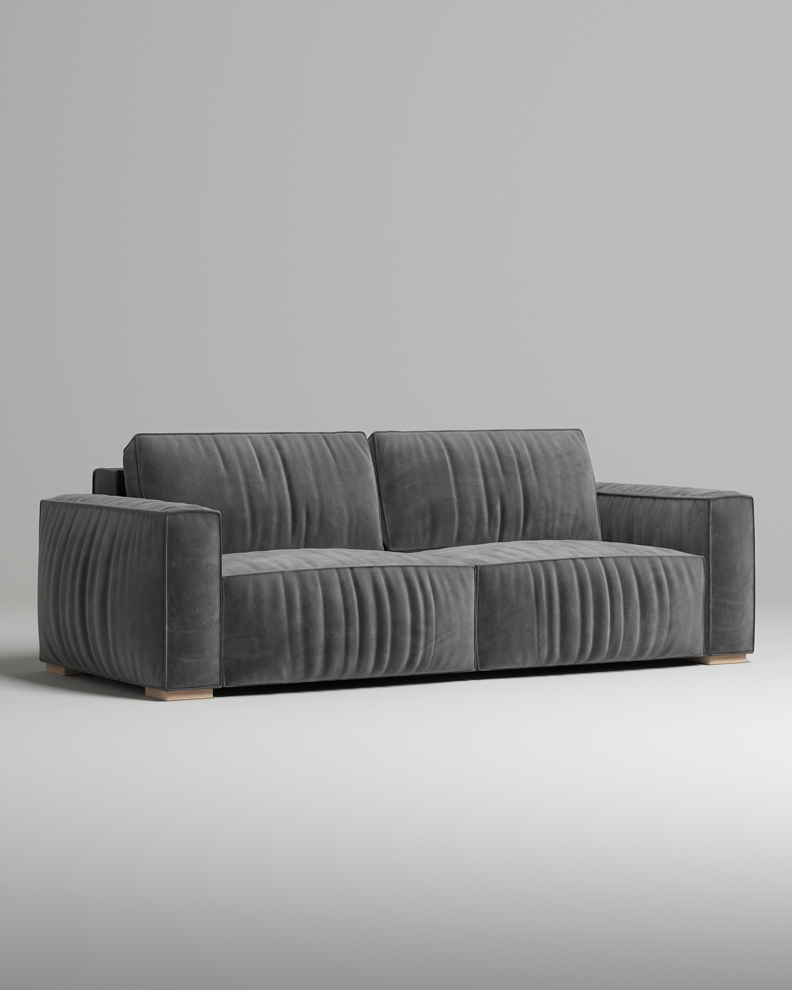 Стильный прямой диван Borgen. Материал: Велюр. Цвет: Серый