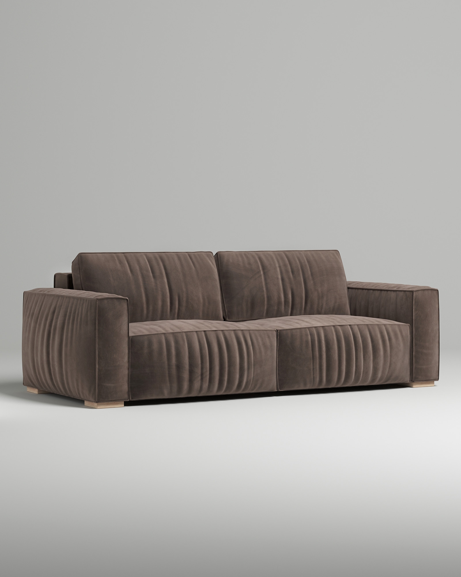 Стильный прямой диван Borgen. Материал: Велюр. Цвет: Коричневый