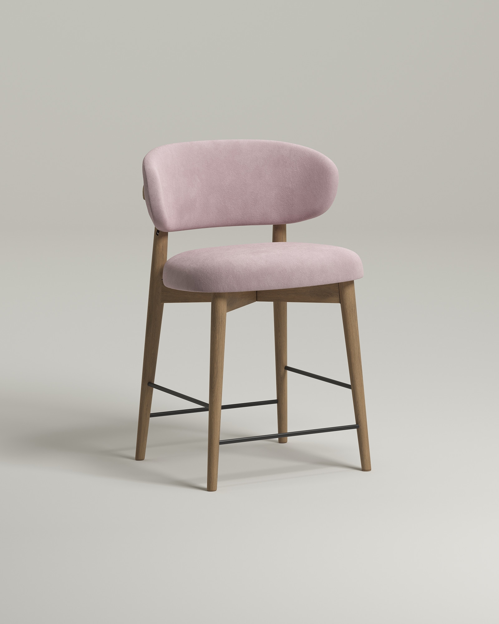 Удобный стул Vorman mid. Материал: велюр. Цвет: розовый (Velutto 37)