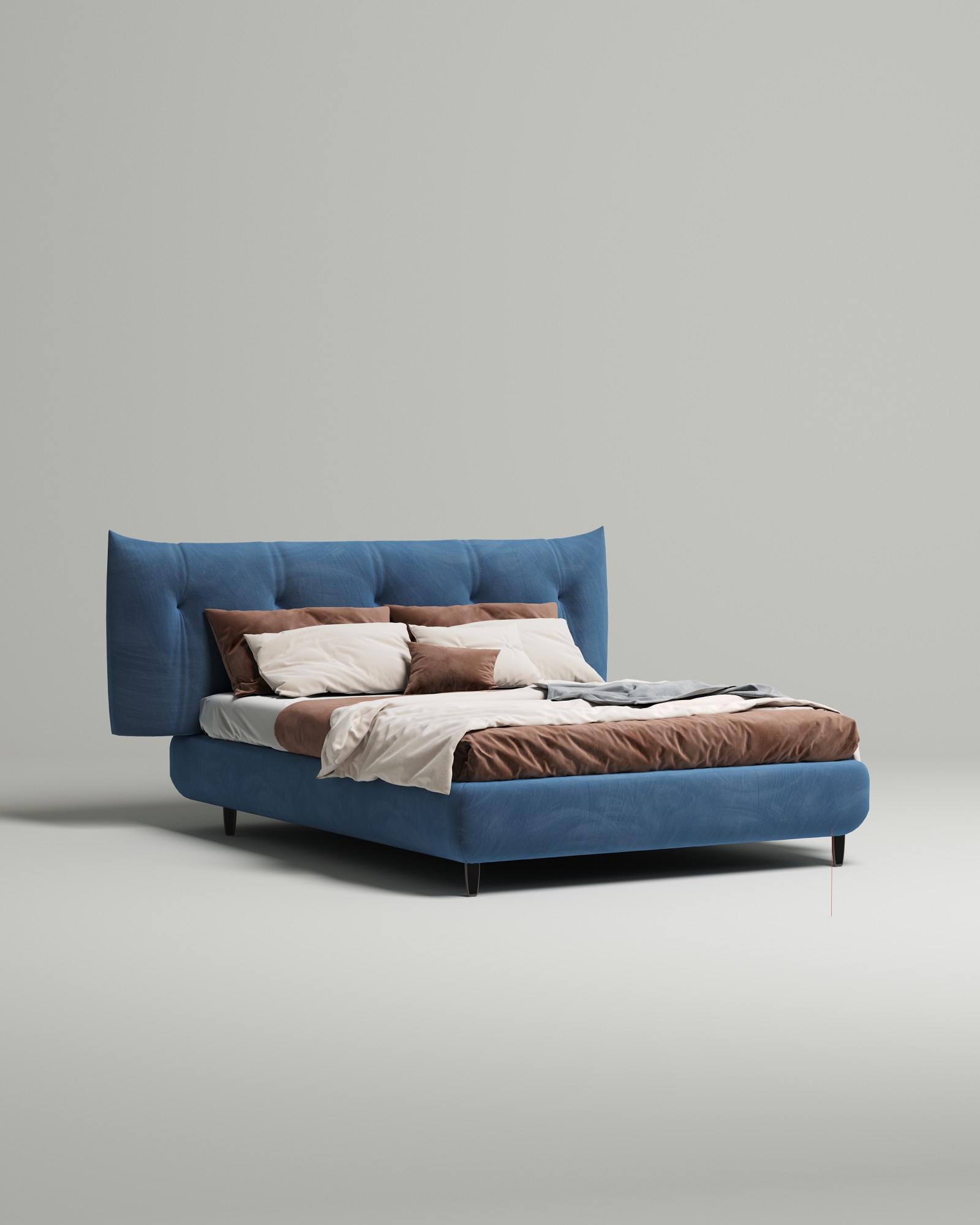 Кровать Emon под матрас 180x200 с мягким изголовьем и ящиком для хранения белья. Материал: велюр - Velutto 54