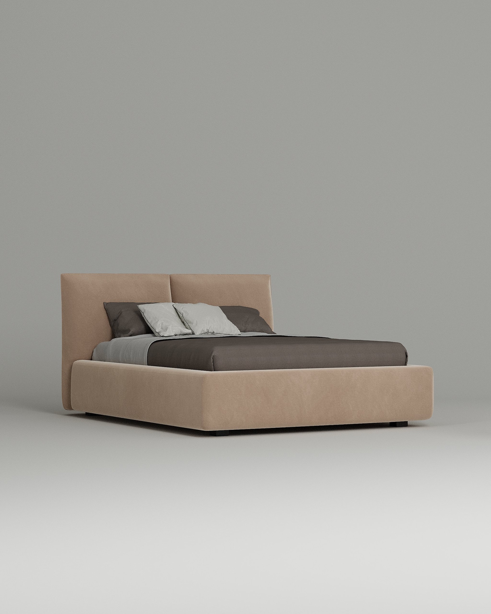 Кровать Evada под матрас 160x200 с мягким изголовьем и ящиком для хранения белья. Материал: велюр - Velutto 65