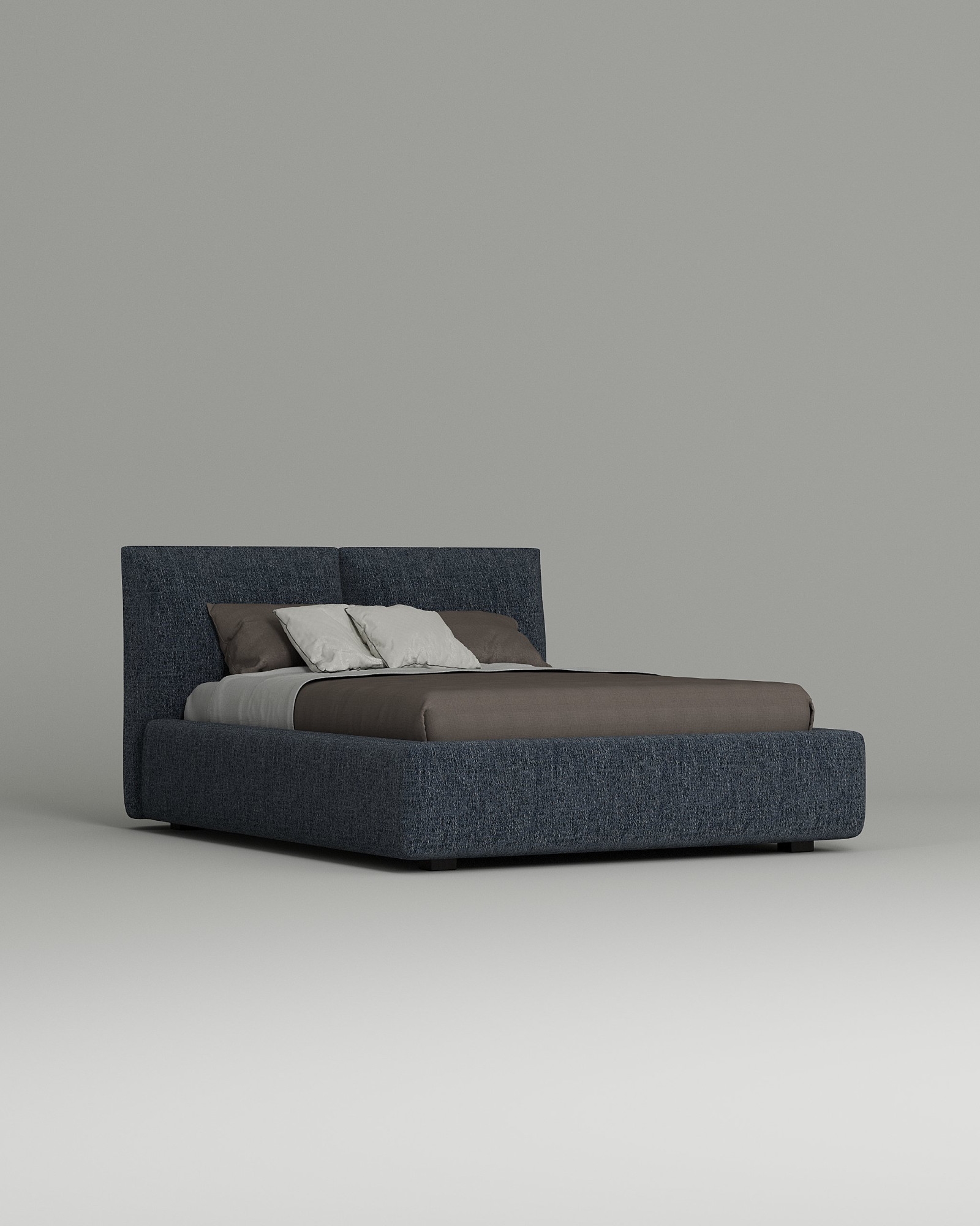 Кровать Evada под матрас 160x200 с мягким изголовьем и ящиком для хранения белья. Материал: рогожка - Mys 788