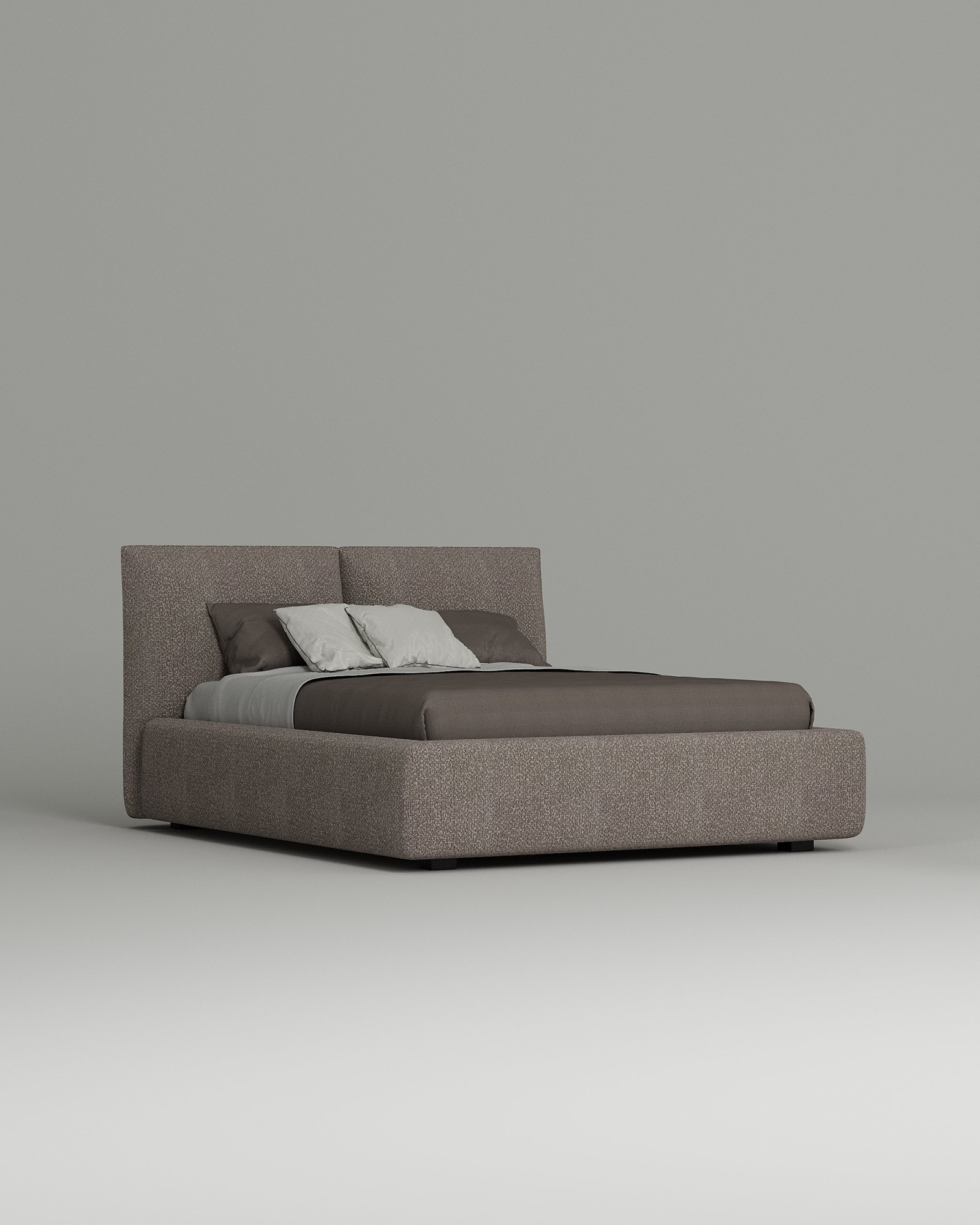 Кровать Evada под матрас 160x200 с мягким изголовьем и ящиком для хранения белья. Материал: букле - Buckle latte A