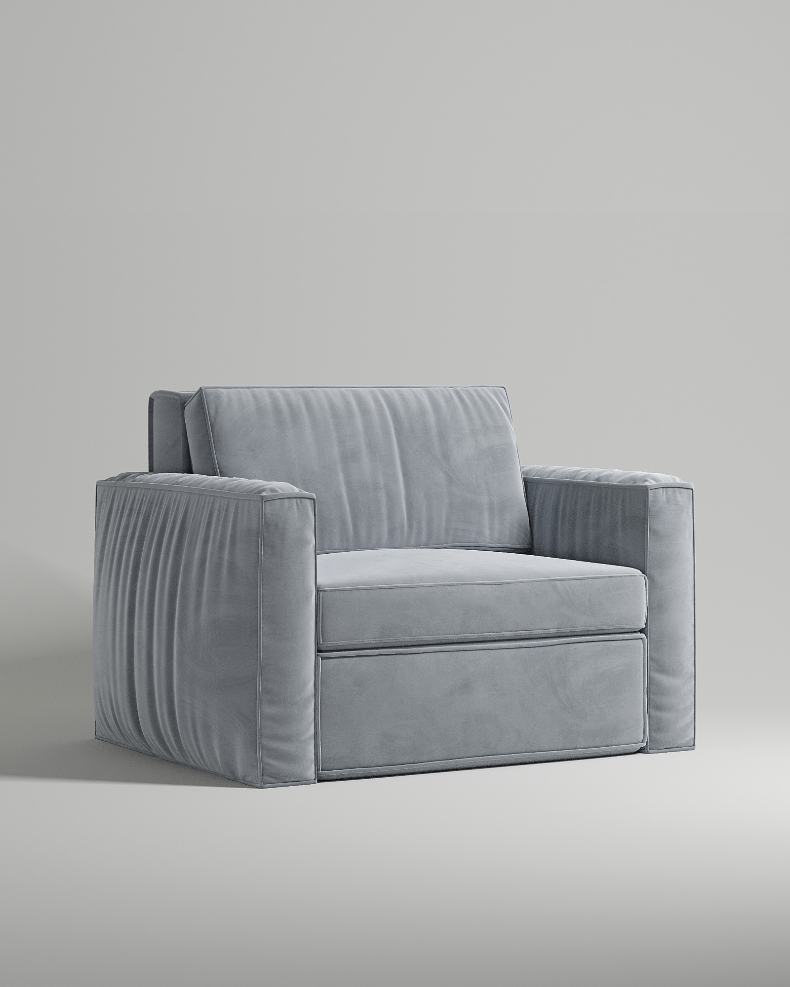 Кресло Borgen раскладное без ножек с подлокотниками (серый велюр - Velutto 51) от Kalibroom