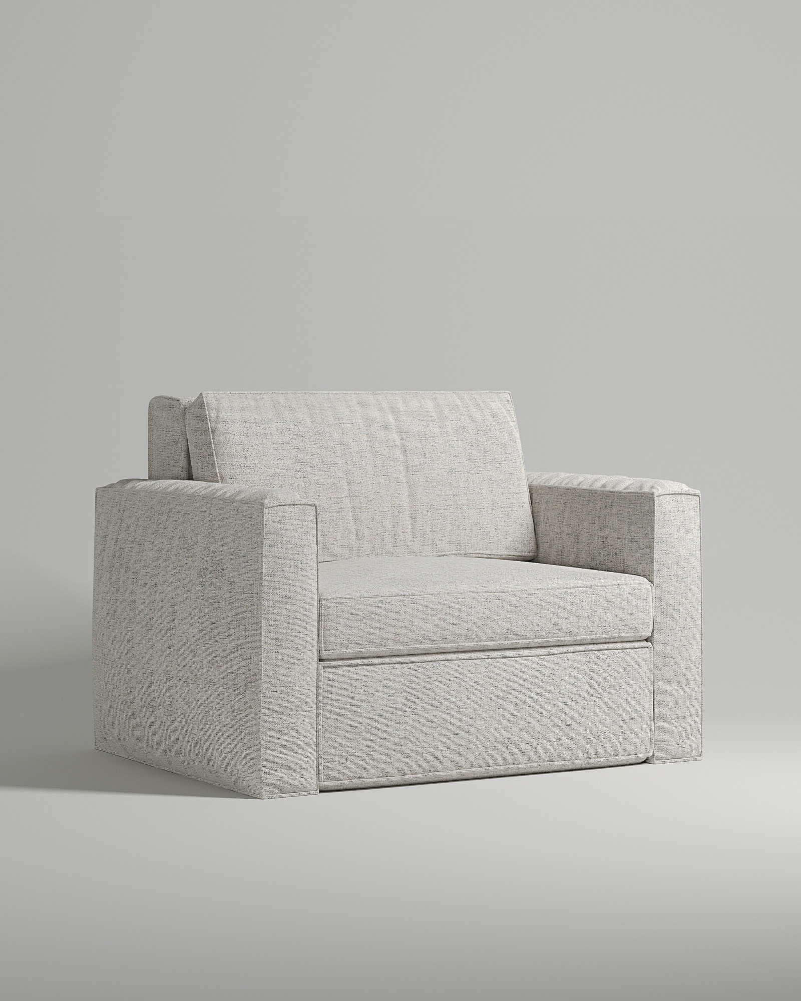 Кресло Borgen раскладное без ножек с подлокотниками (белая рогожка - Romeo 01) от Kalibroom