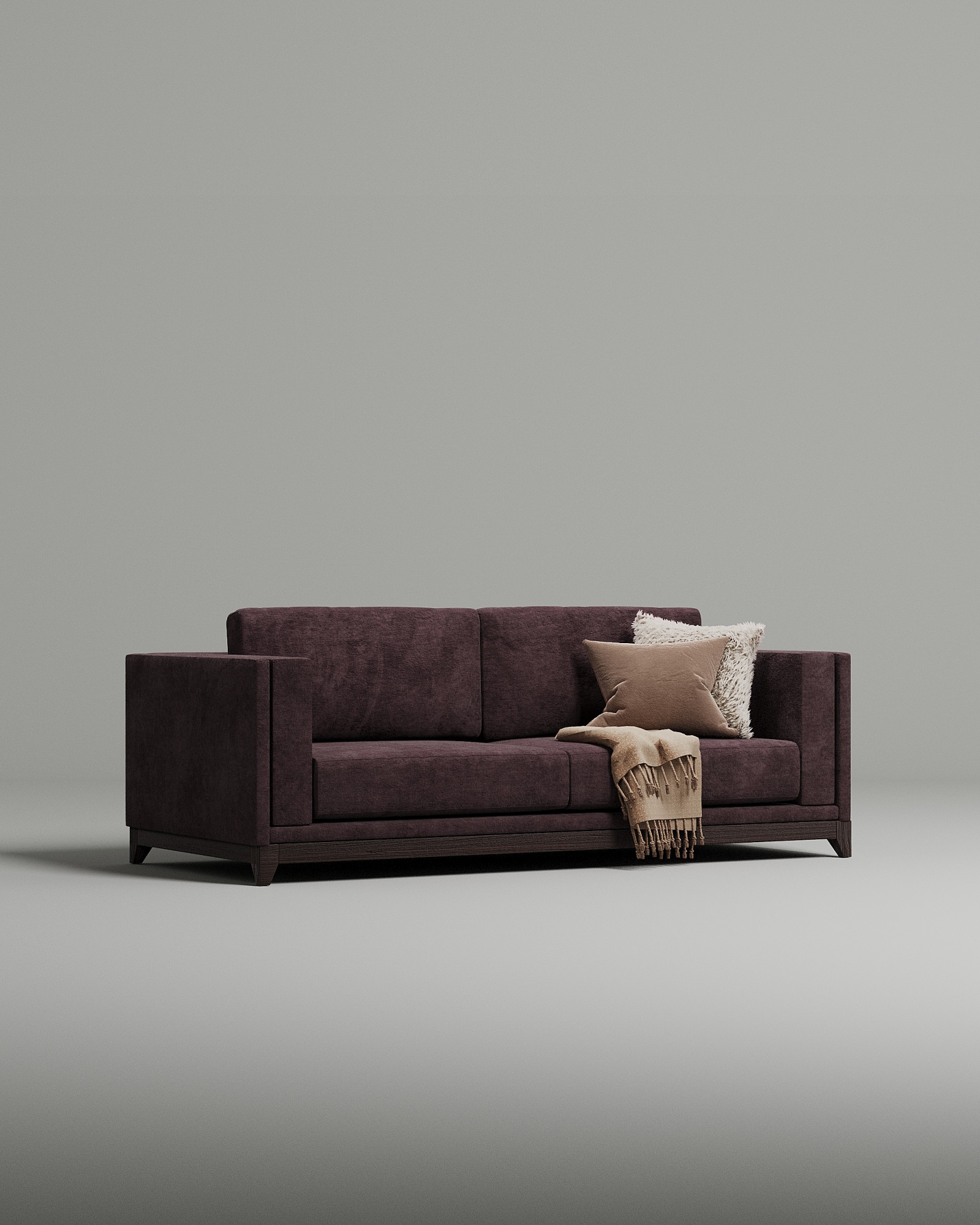 Стильный прямой диван Pallmer. Материал: Искусственная замша. Цвет: Бордо