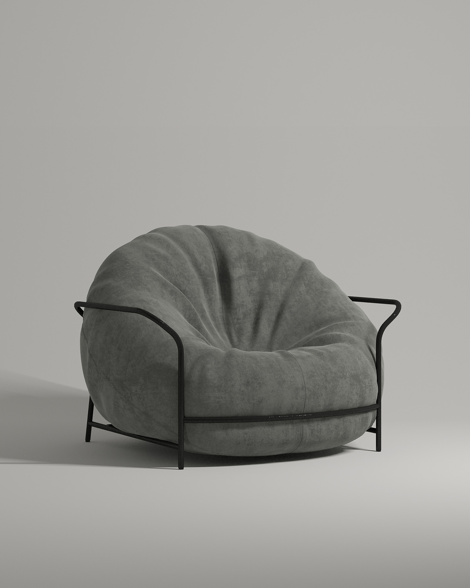 Кресло Troms на ножках с подлокотниками (серый флок - Dania stone A) от Kalibroom