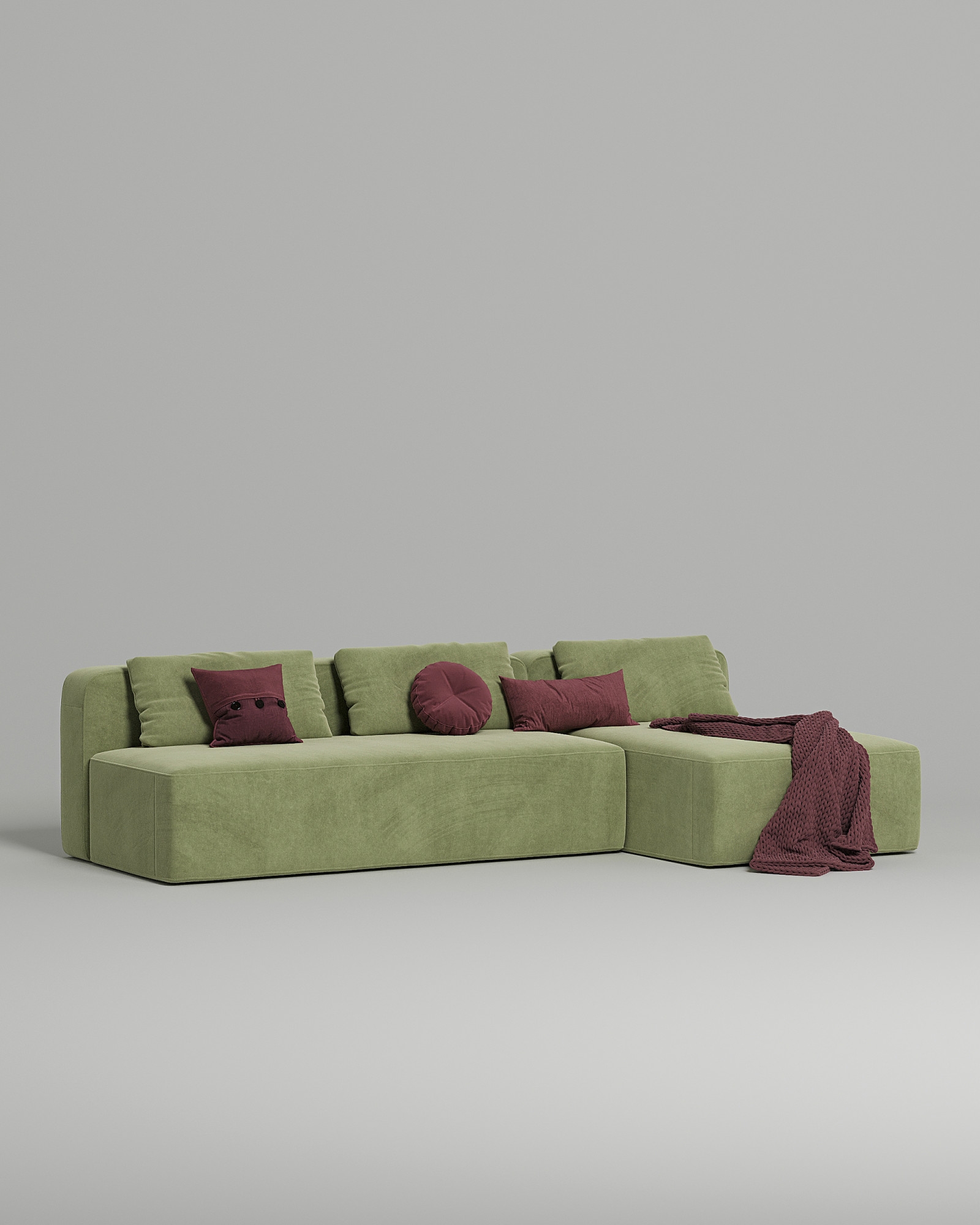 Стильный угловой диван Lamas. Материал: Велюр. Цвет: Зеленый