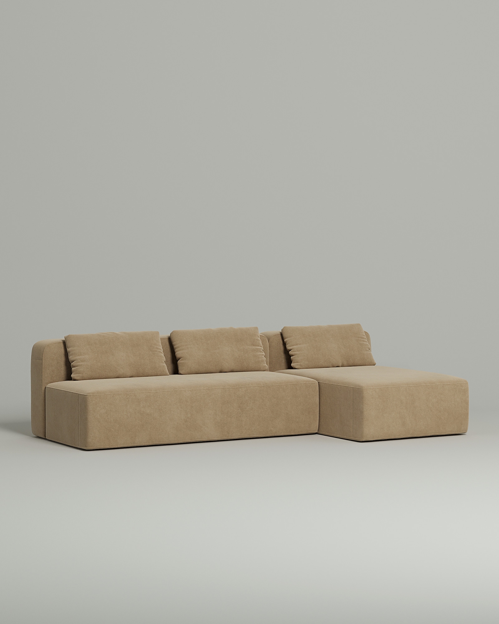 Стильный угловой диван Lamas. Материал: Велюр. Цвет: Бежевый