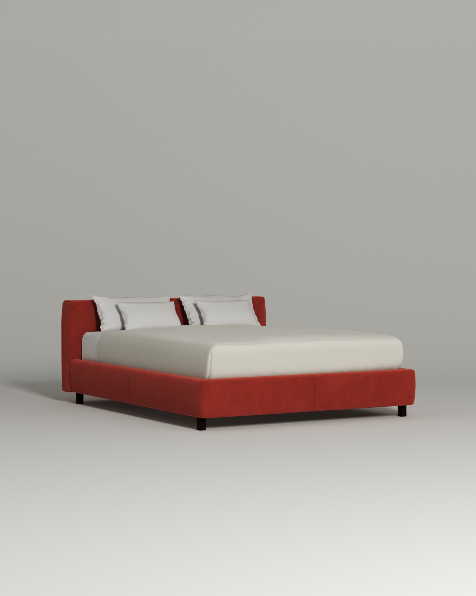 Кровать Meringa под матрас 160x200 с мягким изголовьем и ящиком для хранения белья. Материал: велюр - Premier 15