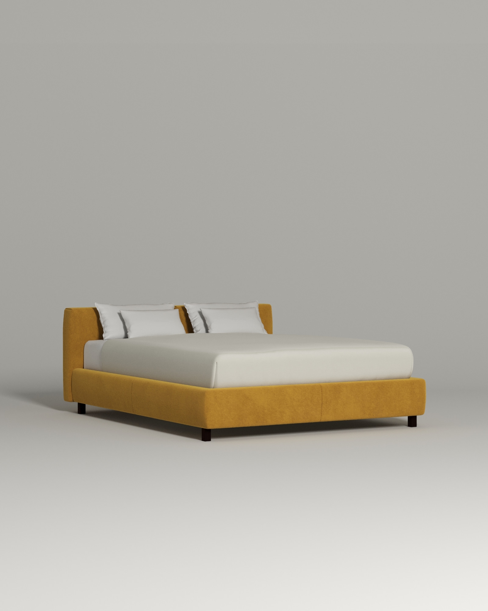 Кровать Meringa под матрас 160x200 с мягким изголовьем и ящиком для хранения белья. Материал: велюр - Velutto 56