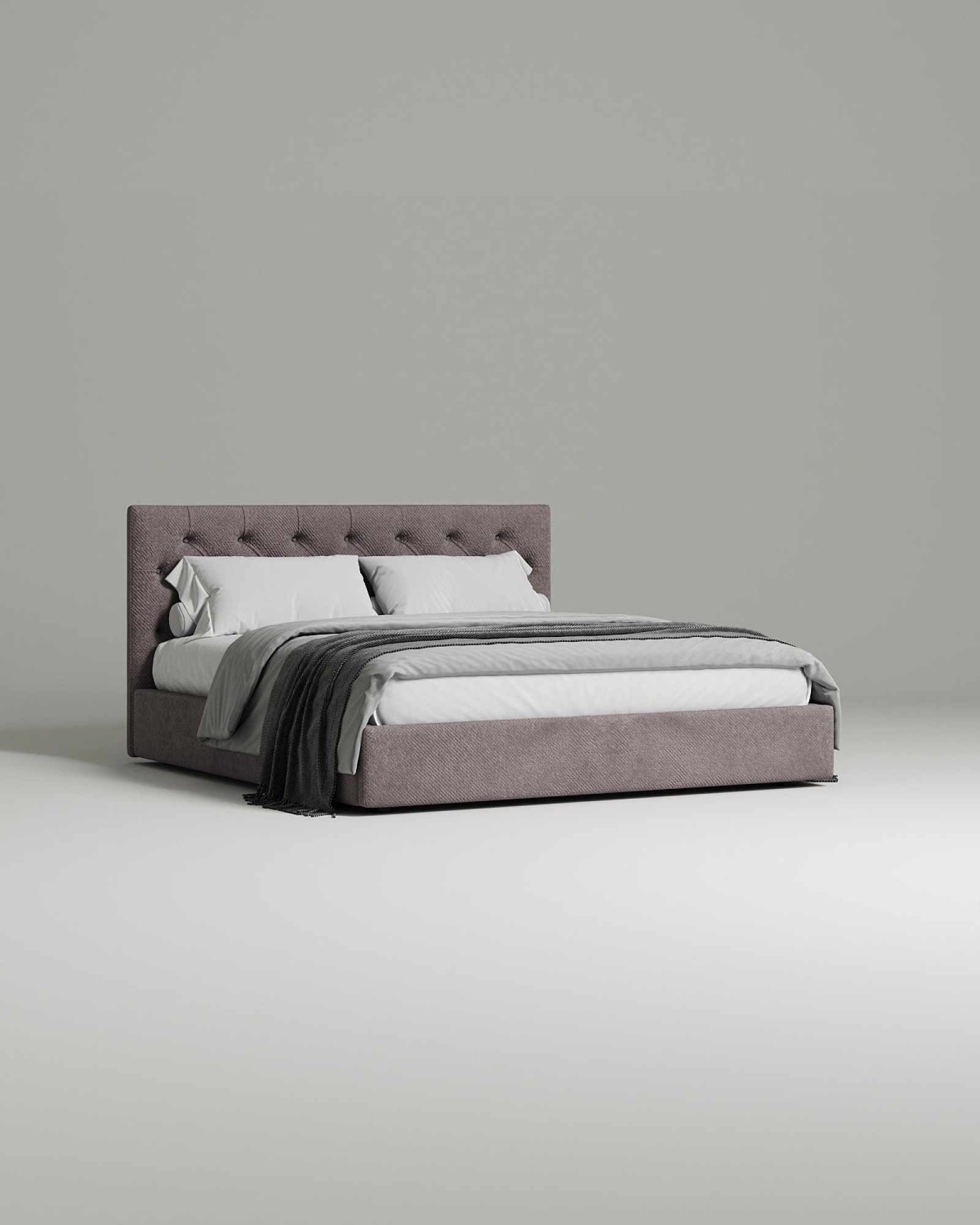 Кровать Torena под матрас 200x200 с мягким изголовьем и ящиком для хранения белья. Материал: велюр - Velutto 10