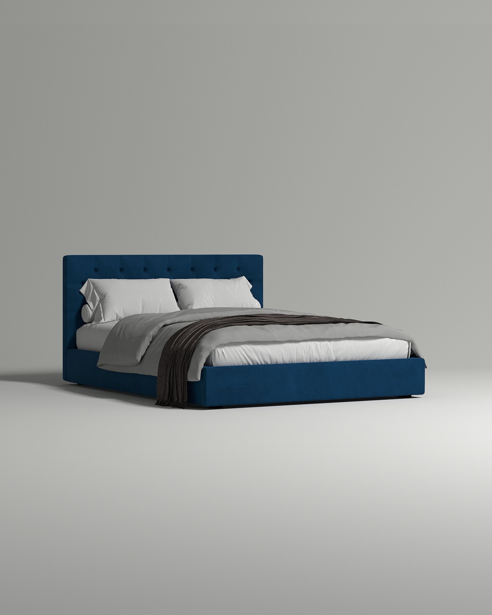 Кровать Torena под матрас 200x200 с мягким изголовьем и ящиком для хранения белья. Материал: велюр - Premier 22