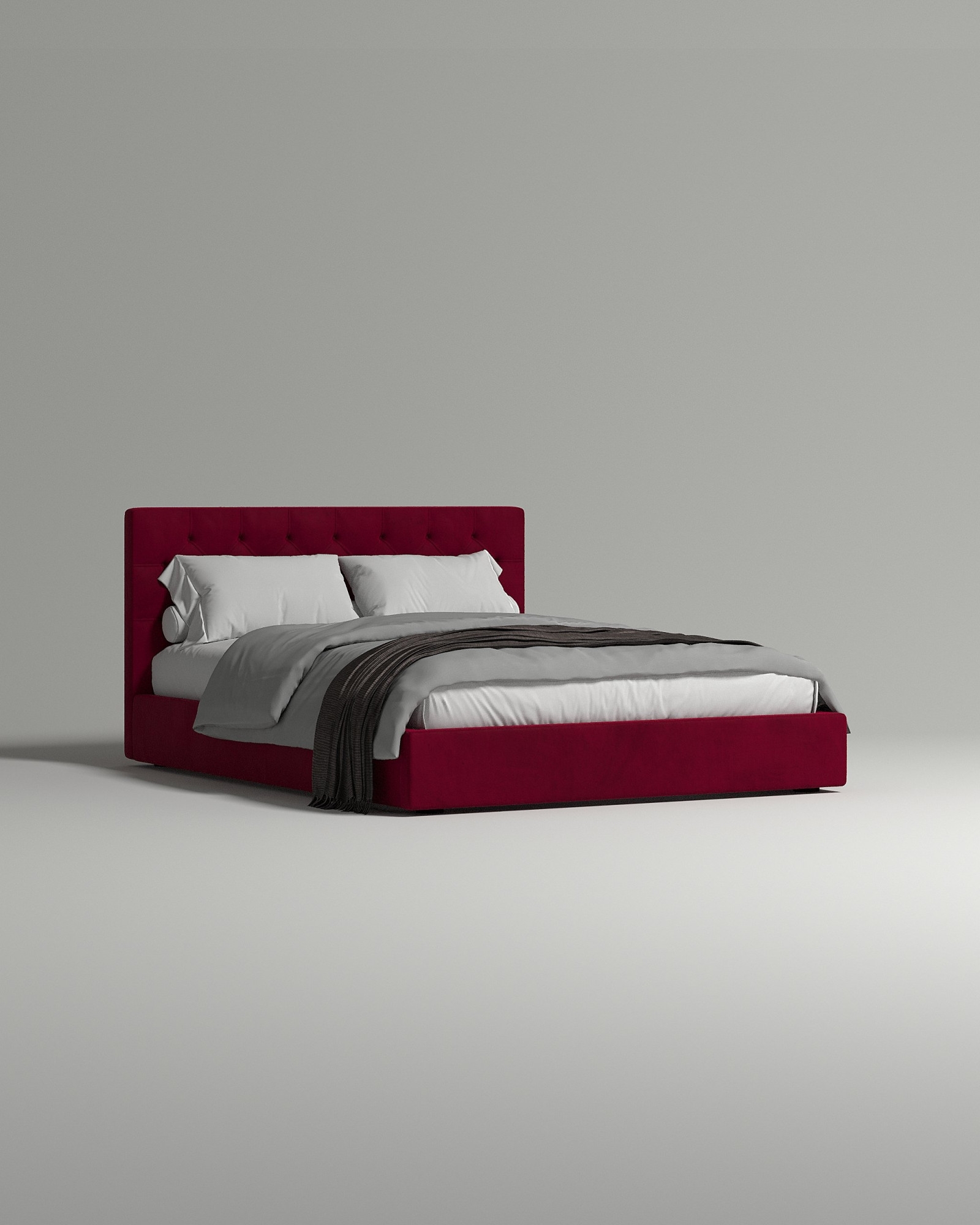 Кровать Torena под матрас 140x200 с мягким изголовьем и ящиком для хранения белья. Материал: велюр - Velutto 38