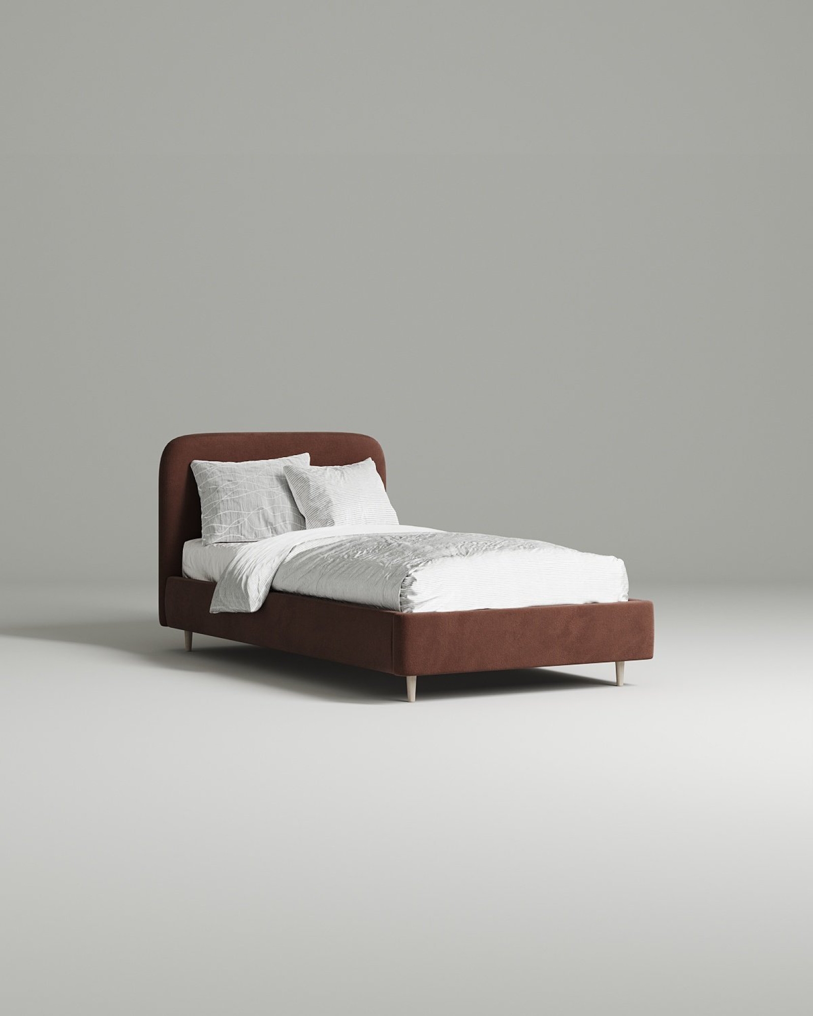 Кровать Modo под матрас 90x200 с мягким изголовьем без ящика для белья. Материал: велюр - Novus 238