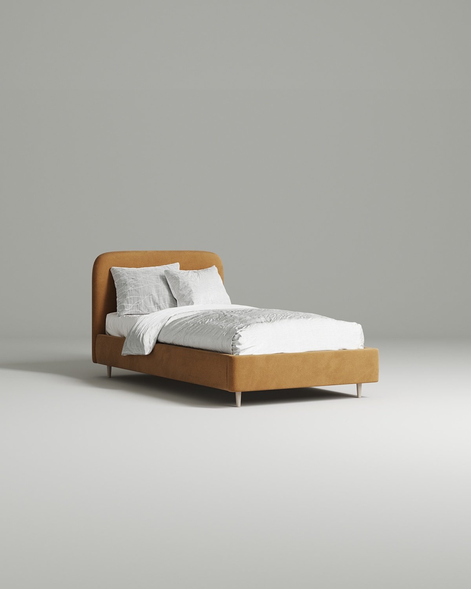 Кровать Modo под матрас 120x200 с мягким изголовьем без ящика для белья. Материал: велюр - Novus 240