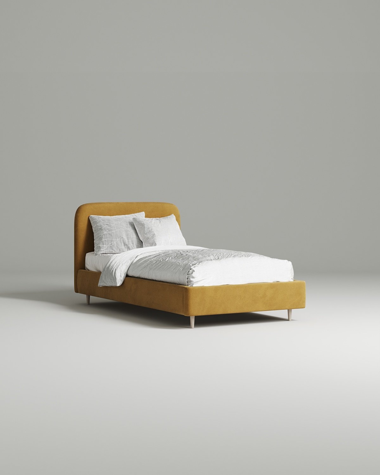 Кровать Modo под матрас 120x200 с мягким изголовьем без ящика для белья. Материал: велюр - Novus 560