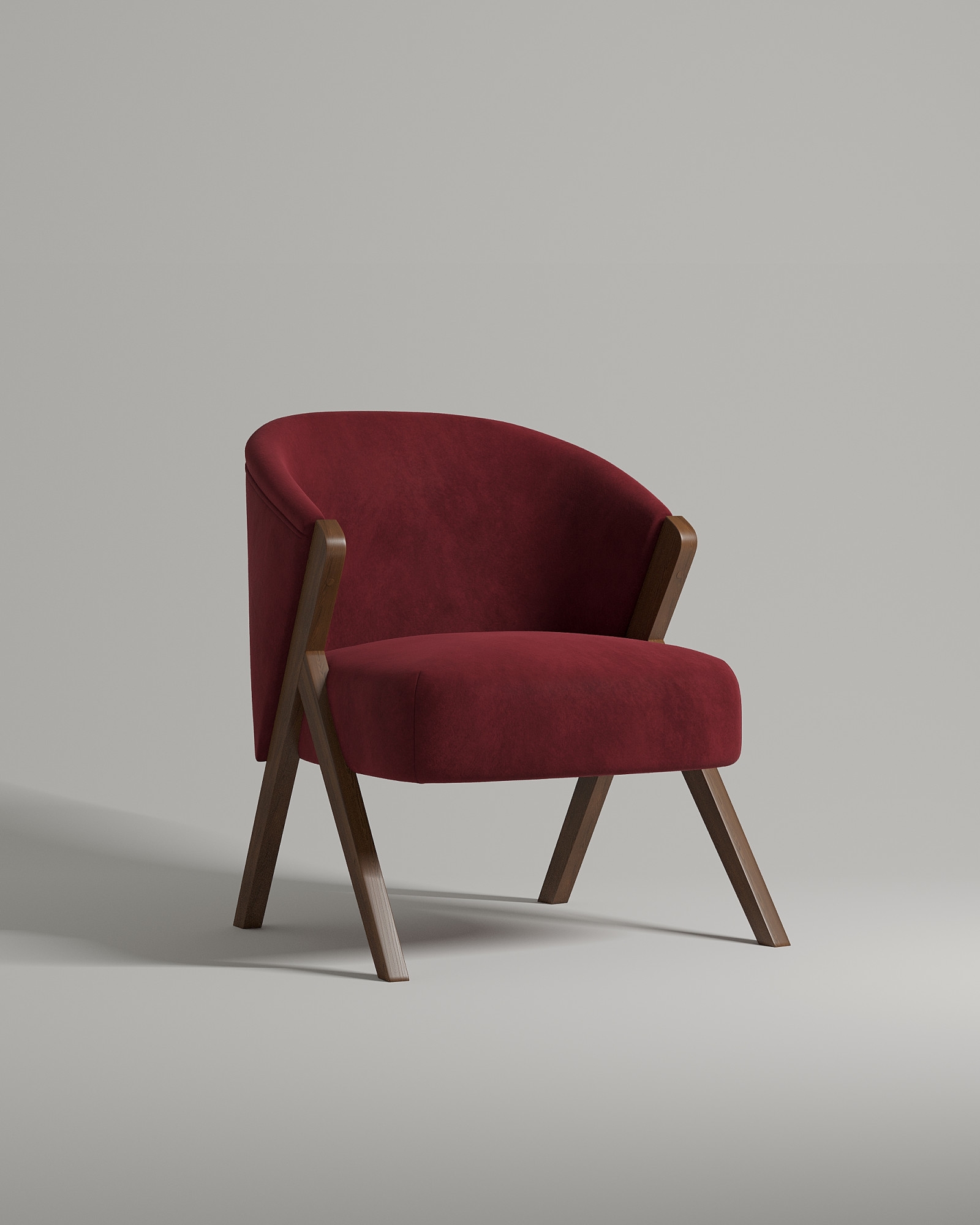Кресло Aldo на ножках без подлокотников (велюр цвета бордо - Velutto 29) от Kalibroom