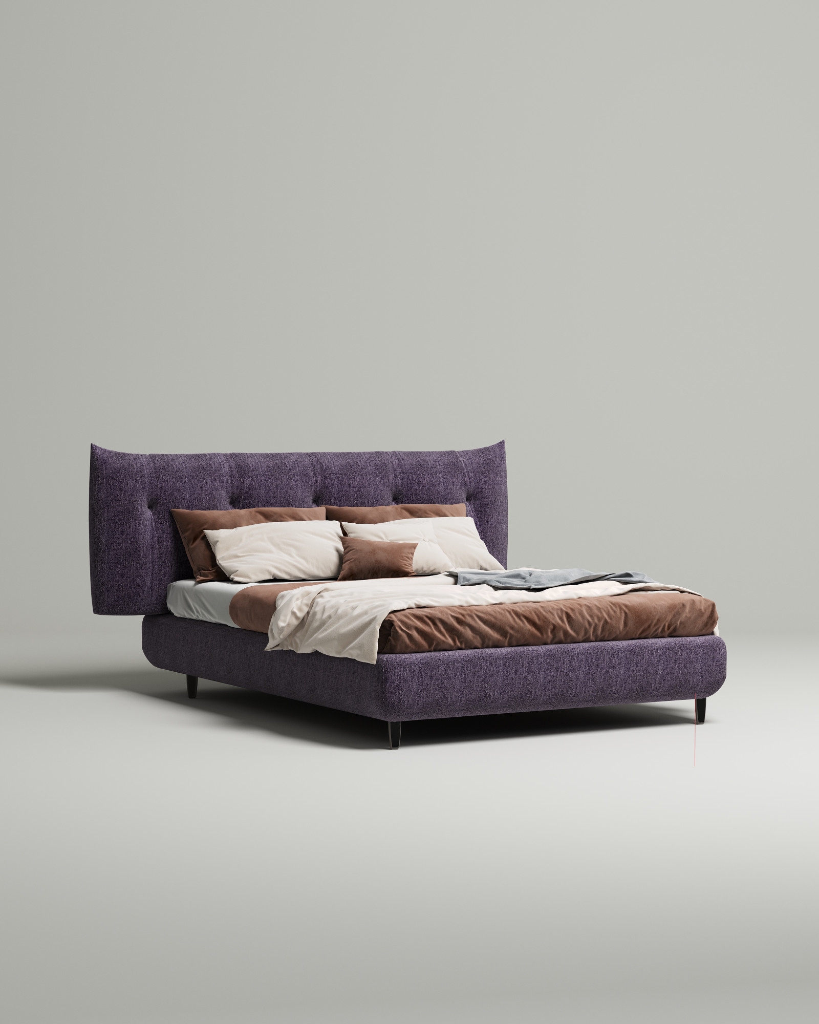 Кровать Emon под матрас 200x200 с мягким изголовьем и ящиком для хранения белья. Материал: рогожка - Mys 886