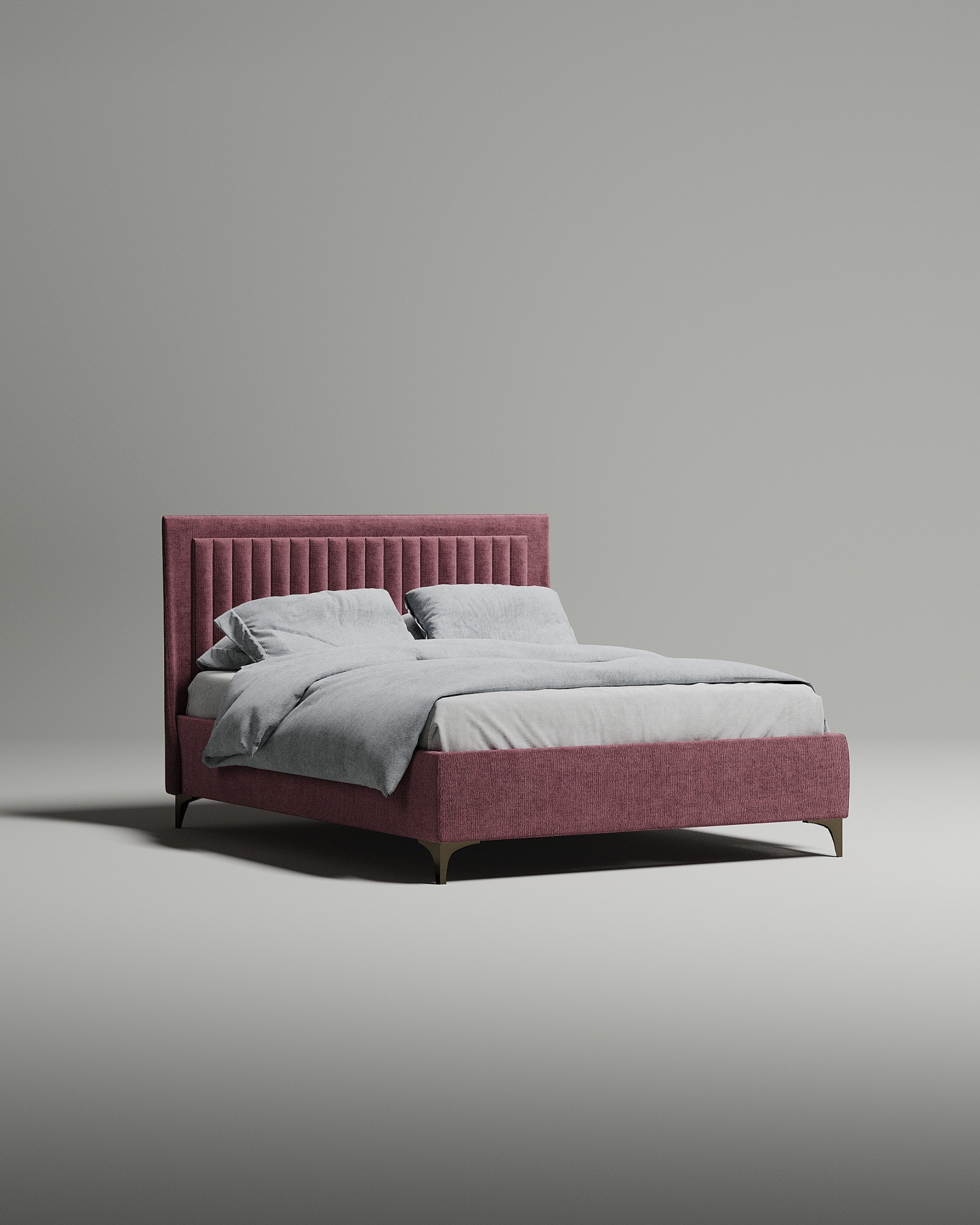 Кровать Dairy под матрас 160x200 с мягким изголовьем и ящиком для хранения белья. Материал: микровельвет - Velvet Lux 56