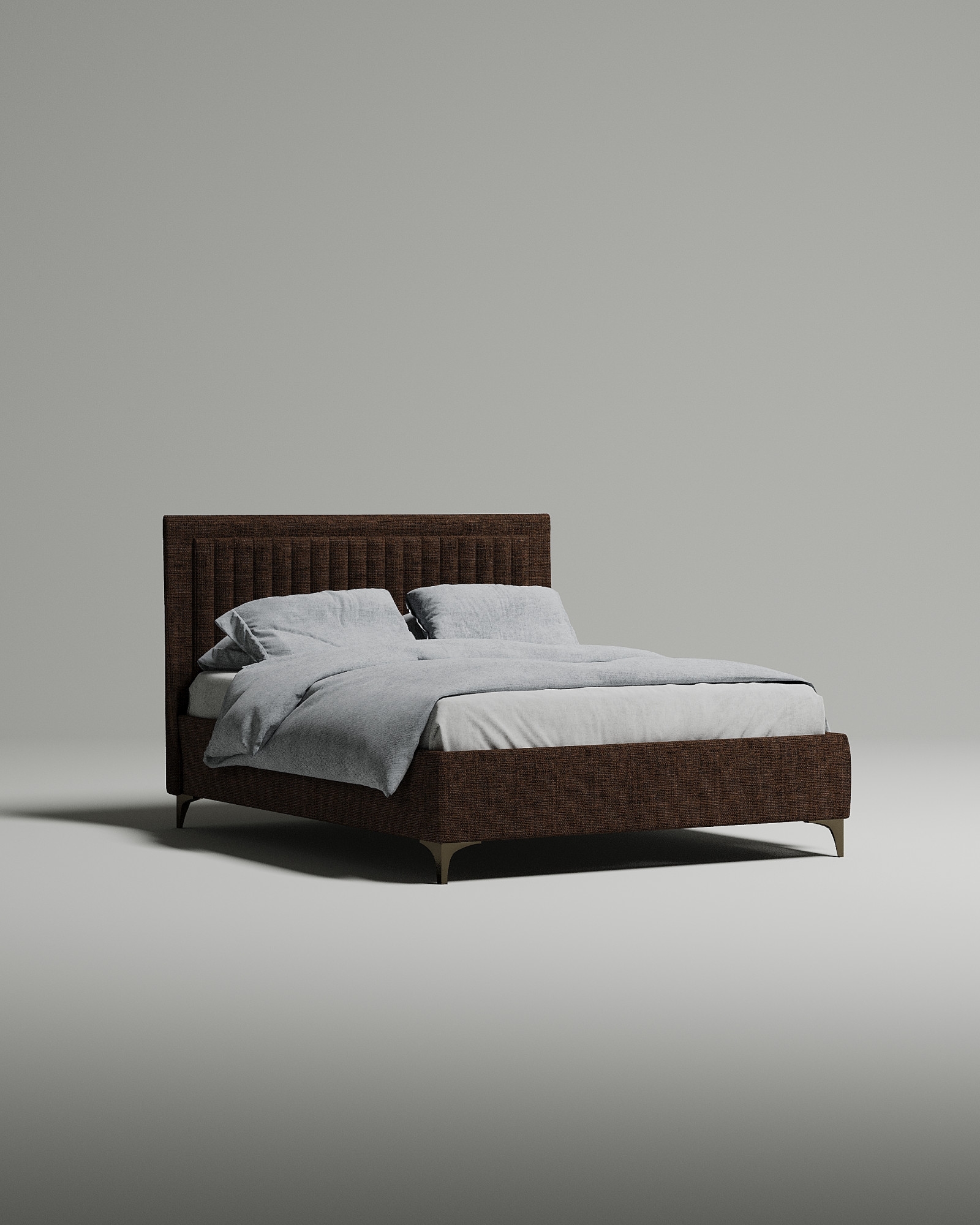 Кровать Dairy под матрас 160x200 с мягким изголовьем и ящиком для хранения белья. Материал: рогожка - Romeo 04