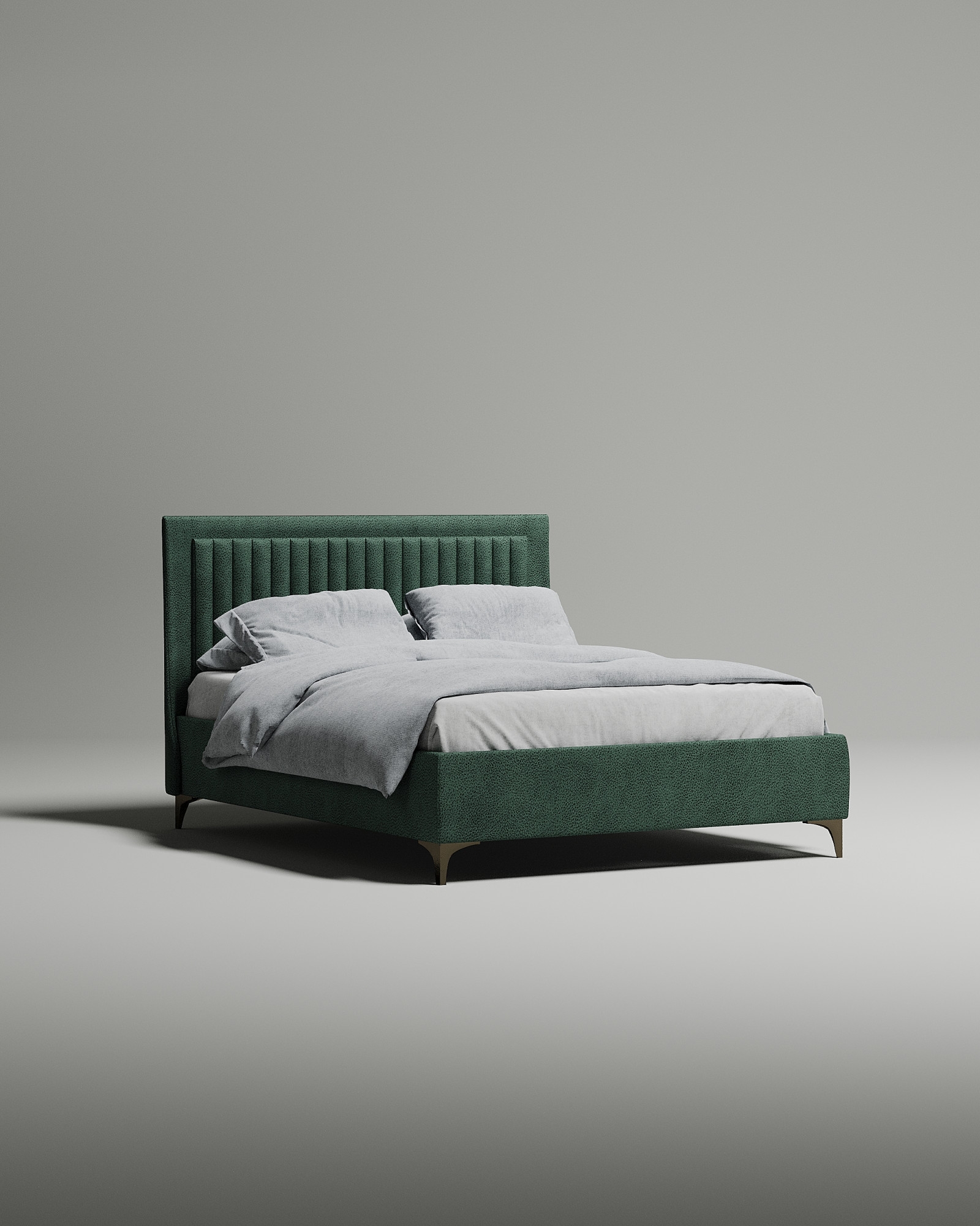 Кровать Dairy под матрас 160x200 с мягким изголовьем и ящиком для хранения белья. Материал: искусственная замша - Oxford 697