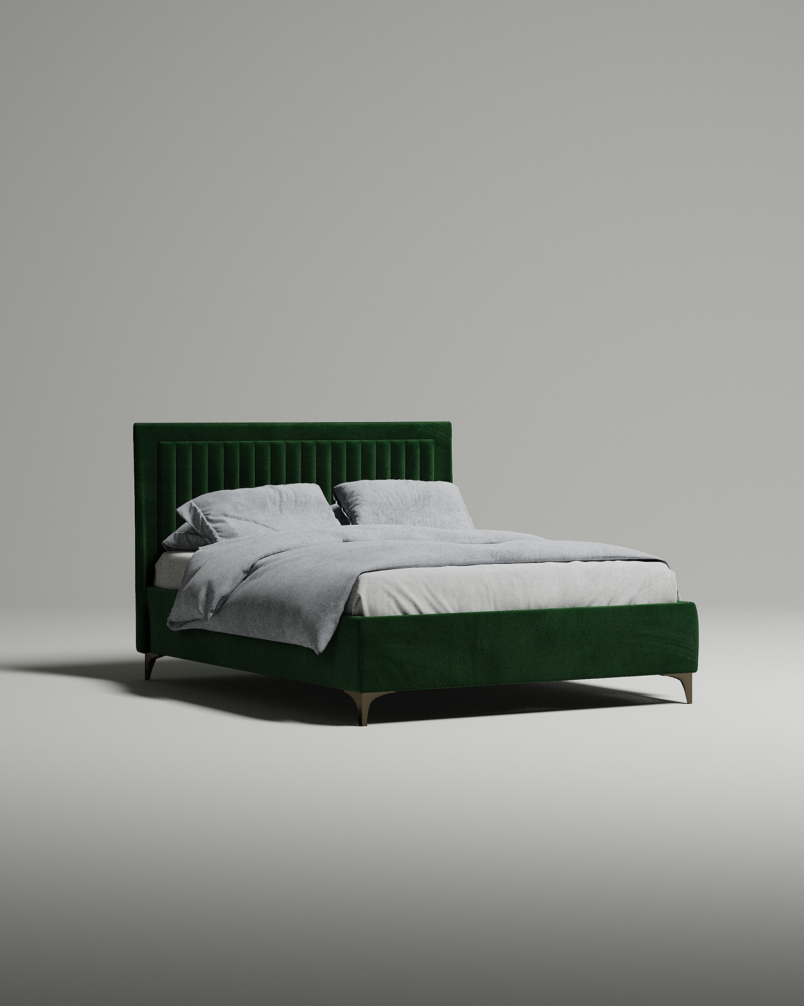 Кровать Dairy под матрас 160x200 с мягким изголовьем и ящиком для хранения белья. Материал: велюр - Novus 659