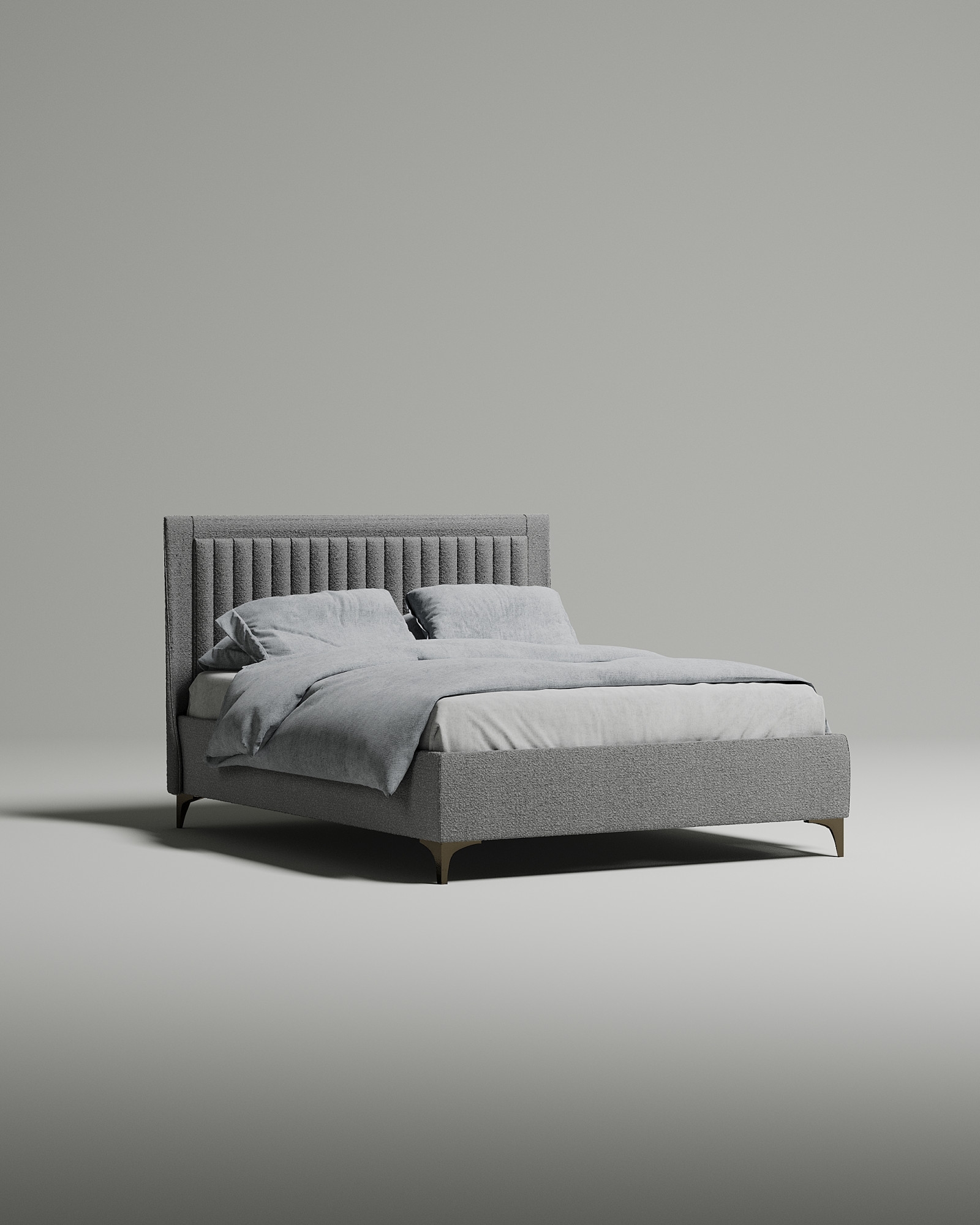 Кровать Dairy под матрас 160x200 с мягким изголовьем и ящиком для хранения белья. Материал: букле - Coco 904