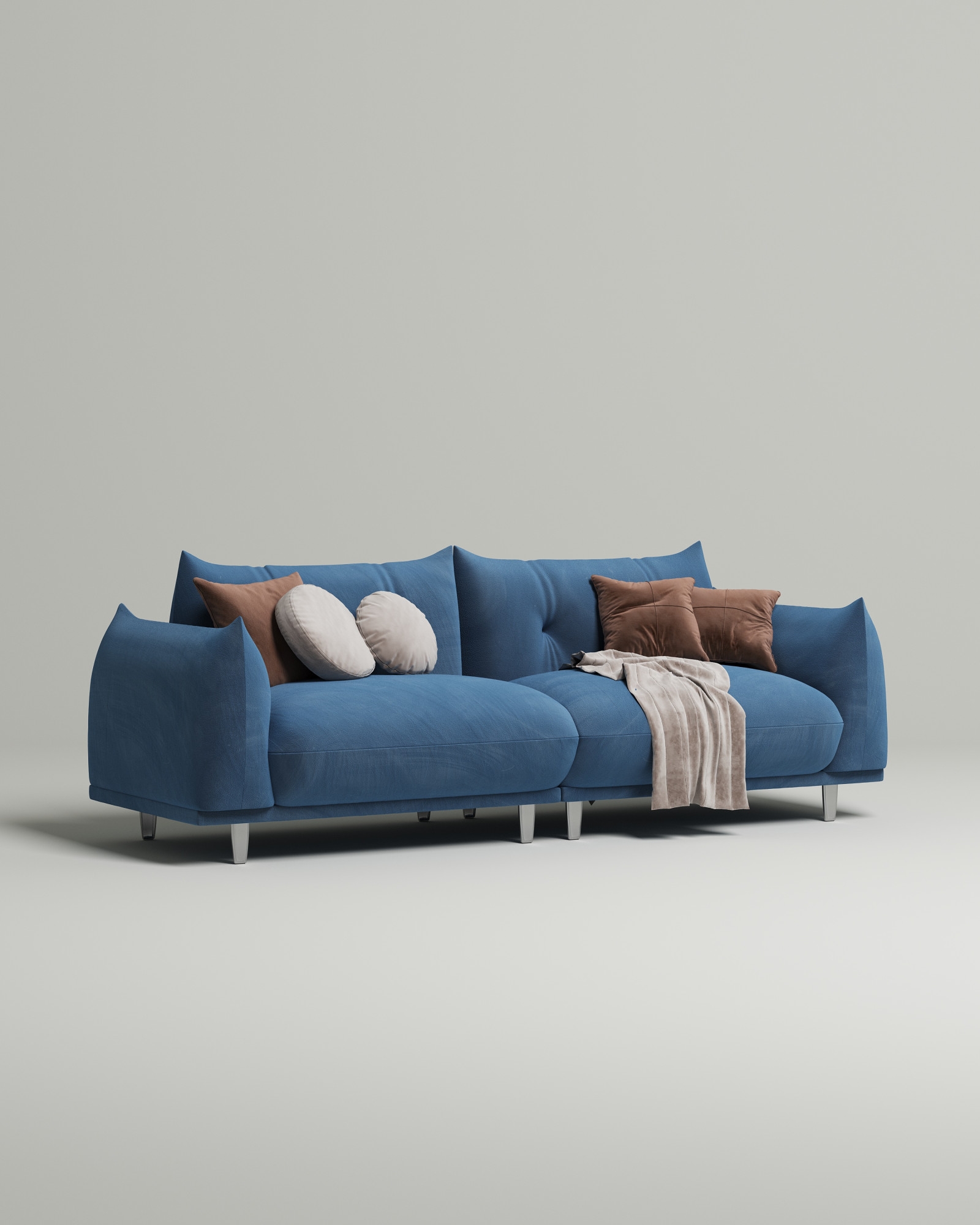 Стильный прямой диван Emon. Материал: Велюр. Цвет: Синий