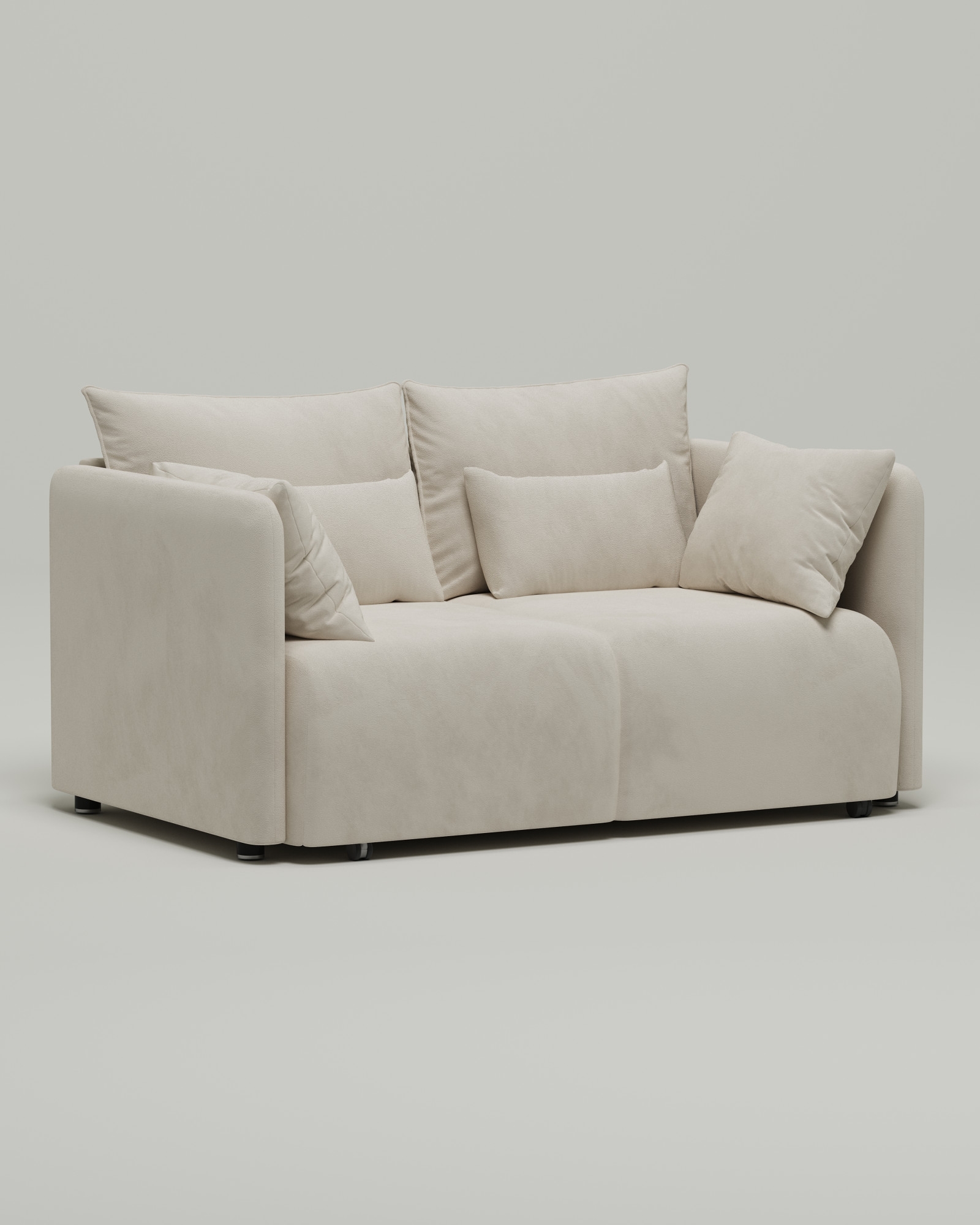 Стильный прямой диван Kvina mini. Материал: Велюр. Цвет: Белый