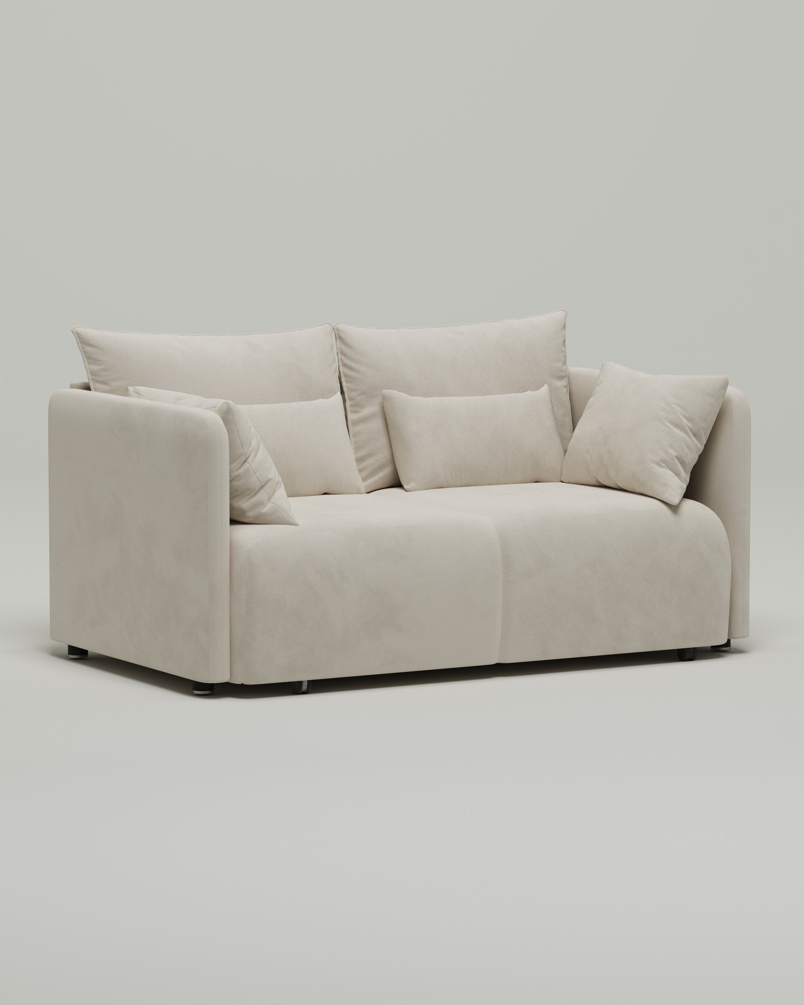 Стильный прямой диван Kvina mini. Материал: Велюр. Цвет: Белый