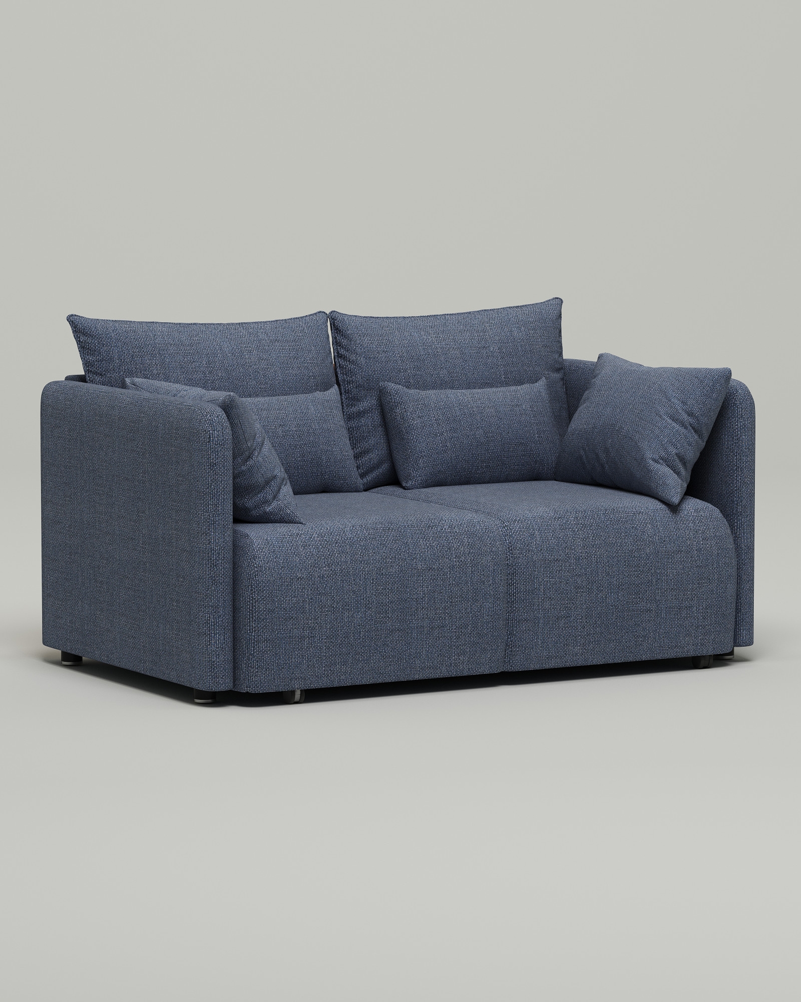 Стильный прямой диван Kvina mini. Материал: рогожка. Цвет: Синий