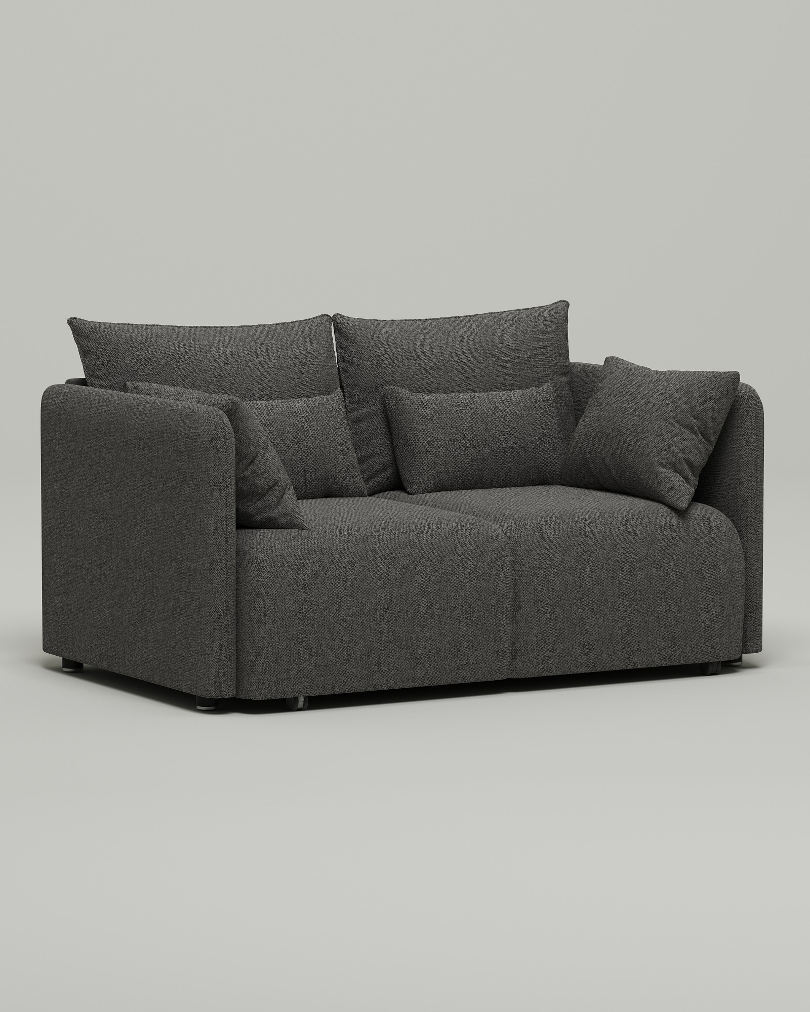 Стильный прямой диван Kvina mini. Материал: Рогожка. Цвет: Серый