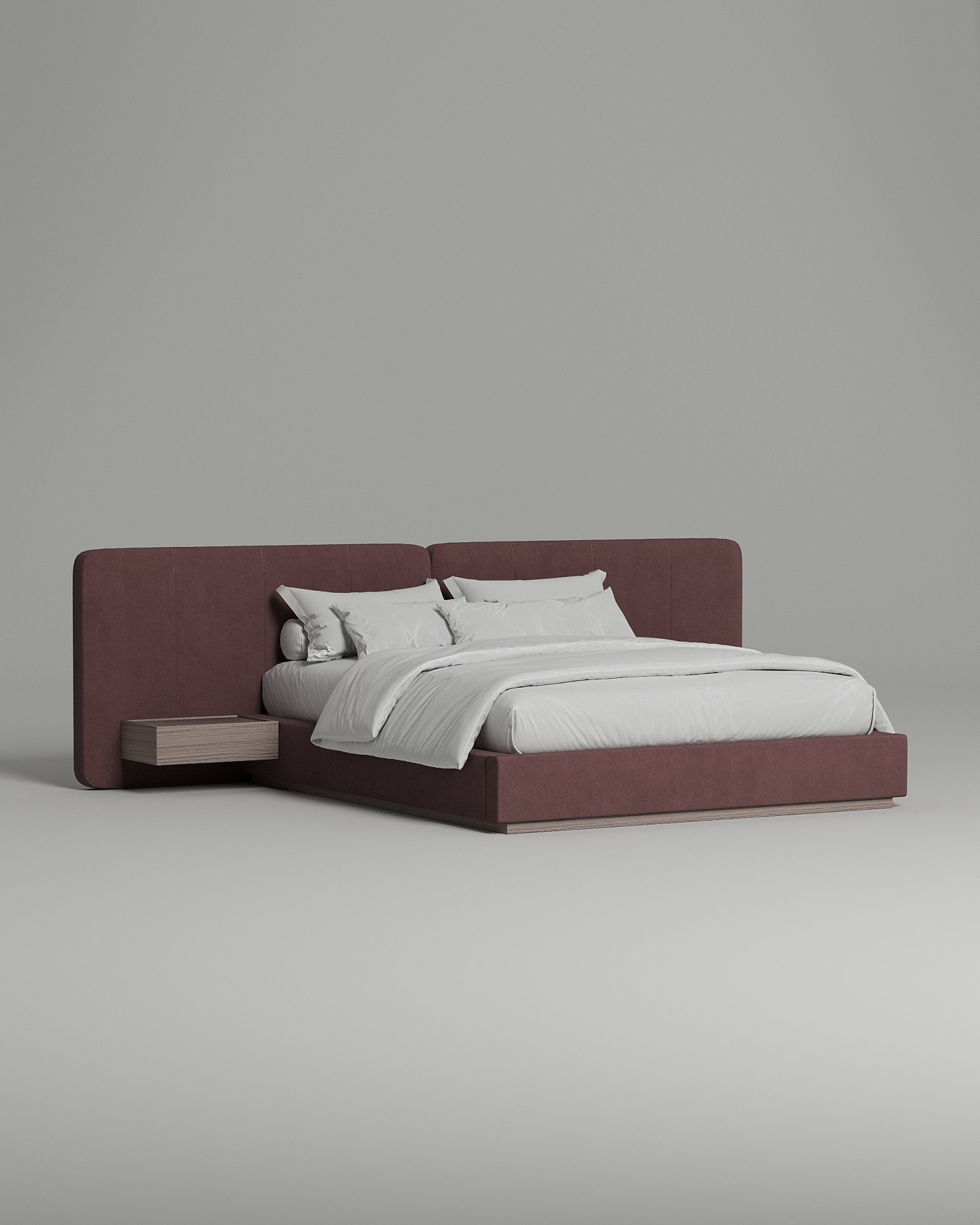 Кровать Airy под матрас 160x200 с мягким изголовьем и ящиком для хранения белья. Материал: искусственная замша - Elixir 280