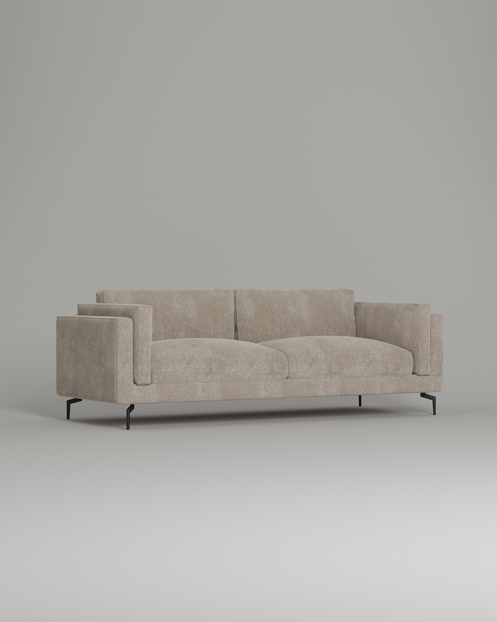 Стильный прямой диван Fosse. Материал: Флок. Цвет: Бежевый