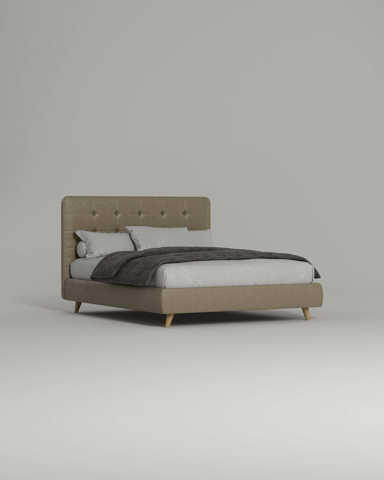 Кровать Corsica под матрас 200x200 с мягким изголовьем без ящика для белья. Материал: искусственная кожа - Oregon 02