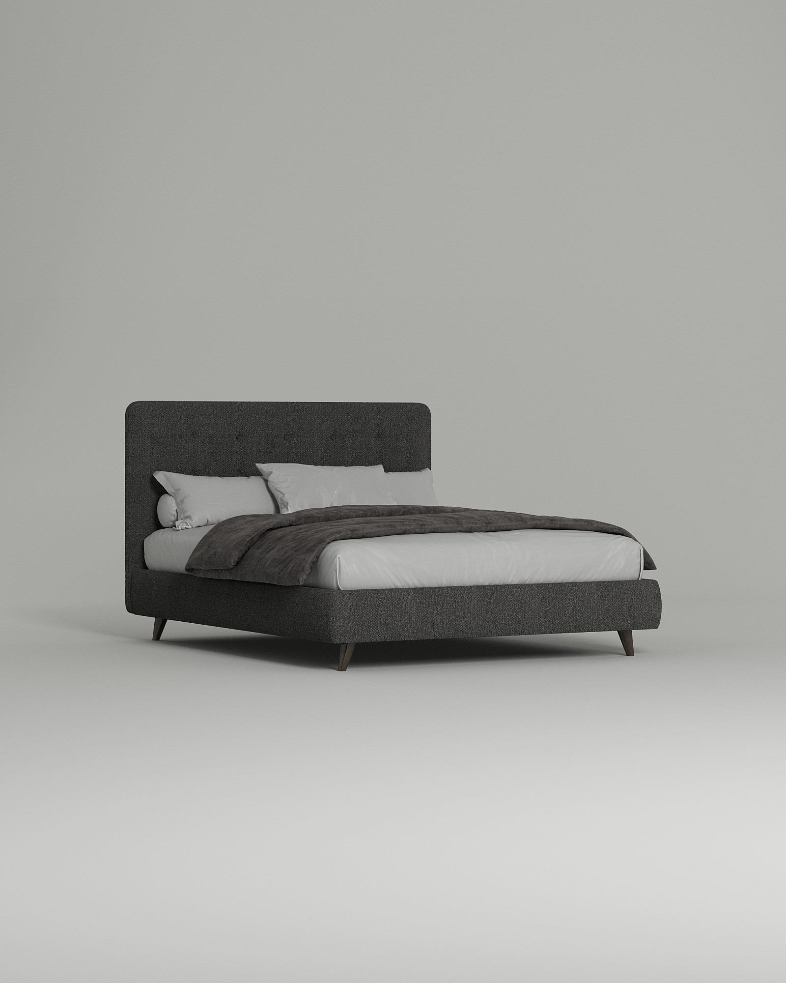 Кровать Corsica под матрас 200x200 с мягким изголовьем без ящика для белья. Материал: букле - Buckle dark grey A