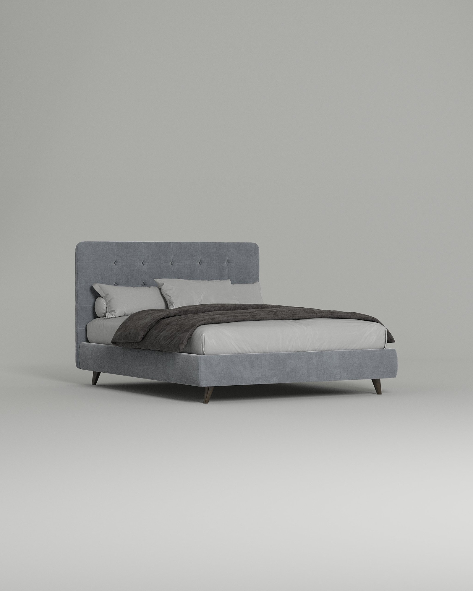 Кровать Corsica под матрас 200x200 с мягким изголовьем без ящика для белья. Материал: искусственная замша - Elixir 970