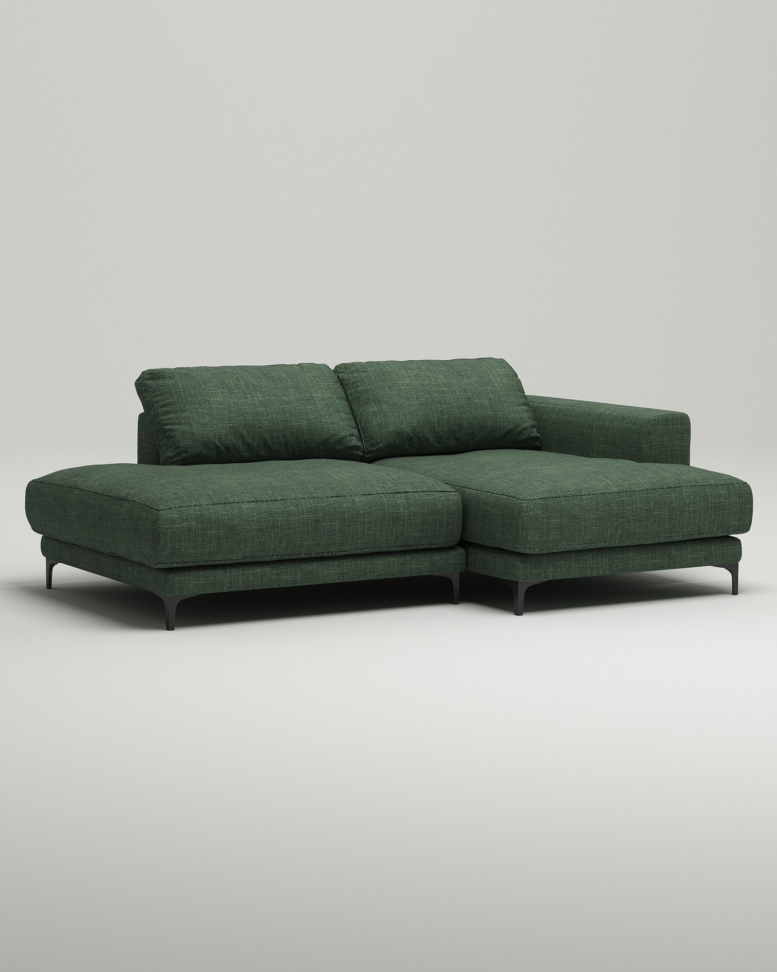 Стильный угловой диван Industrial mini. Материал: Шеннил. Цвет: Зеленый