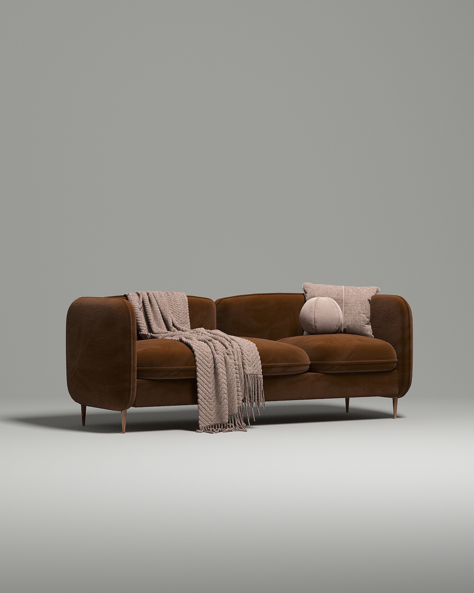 Стильный прямой диван Niko. Материал: Велюр. Цвет: Коричневый