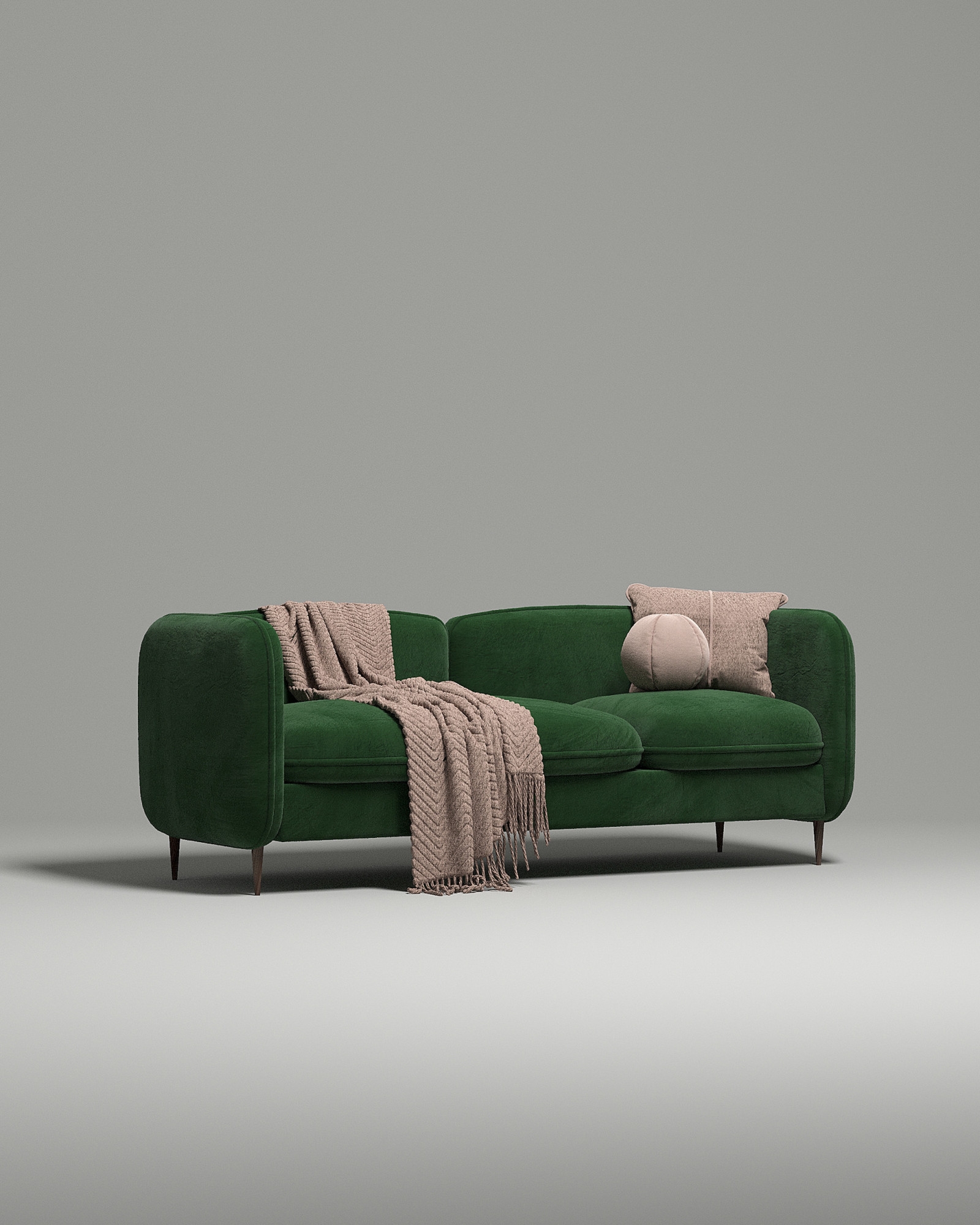 Стильный прямой диван Niko. Материал: Велюр. Цвет: Зеленый