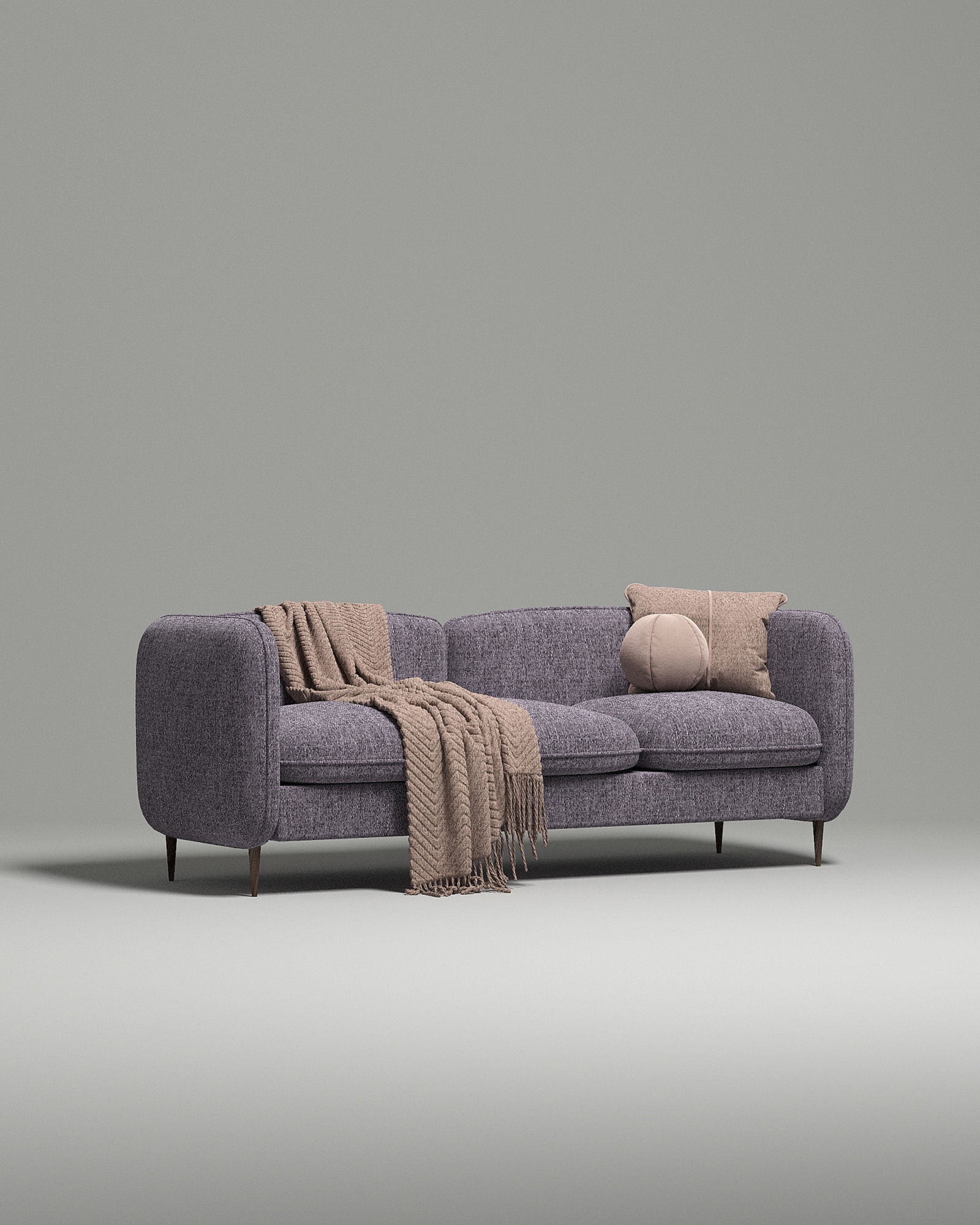 Стильный прямой диван Niko. Материал: рогожка. Цвет: Фиолетовый