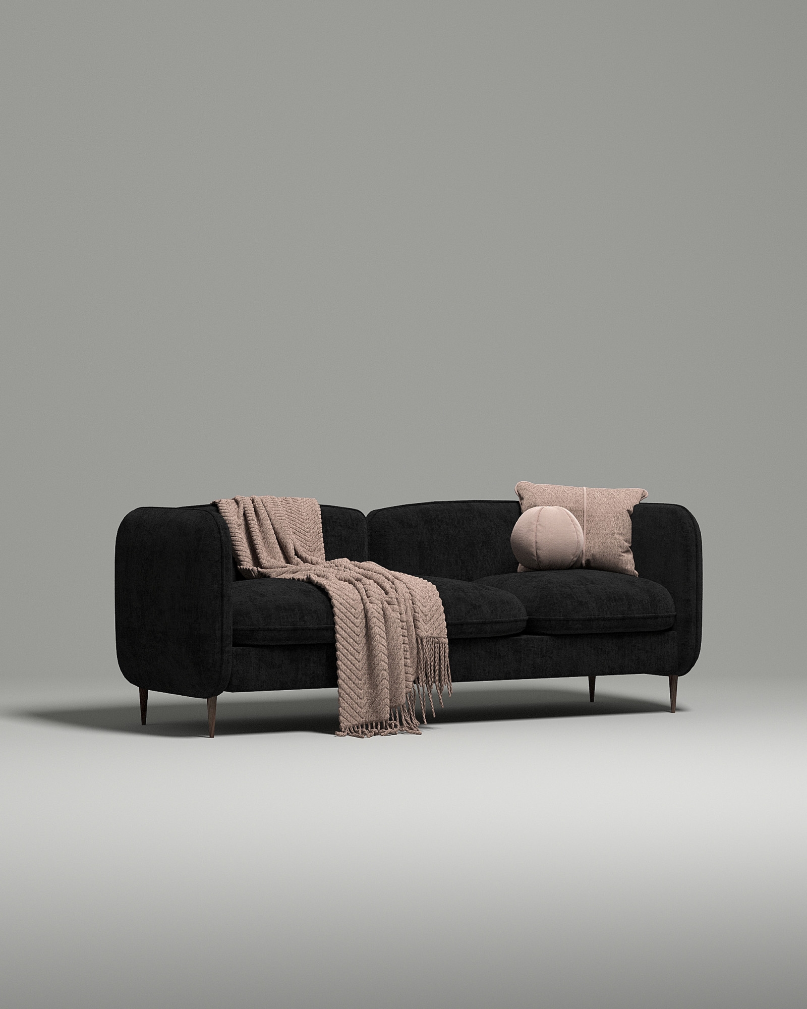 Стильный прямой диван Niko. Материал: Велюр. Цвет: Черный