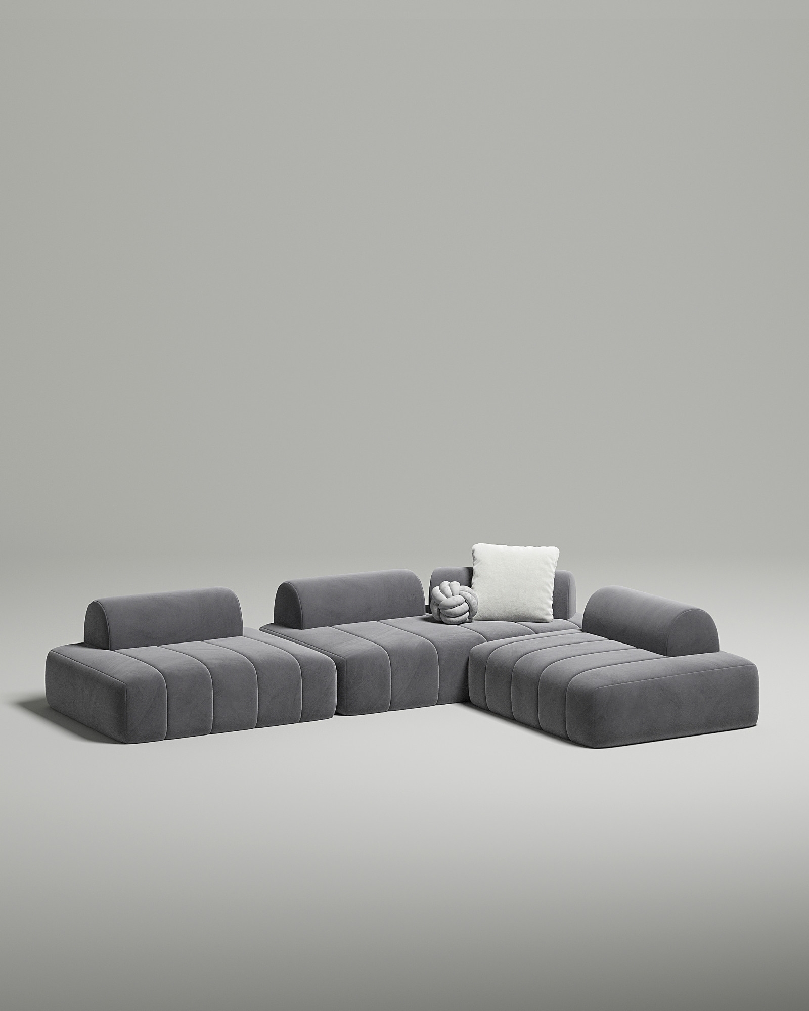 Стильный модульный диван Vandeman угловой. Материал: Велюр. Цвет: Серый