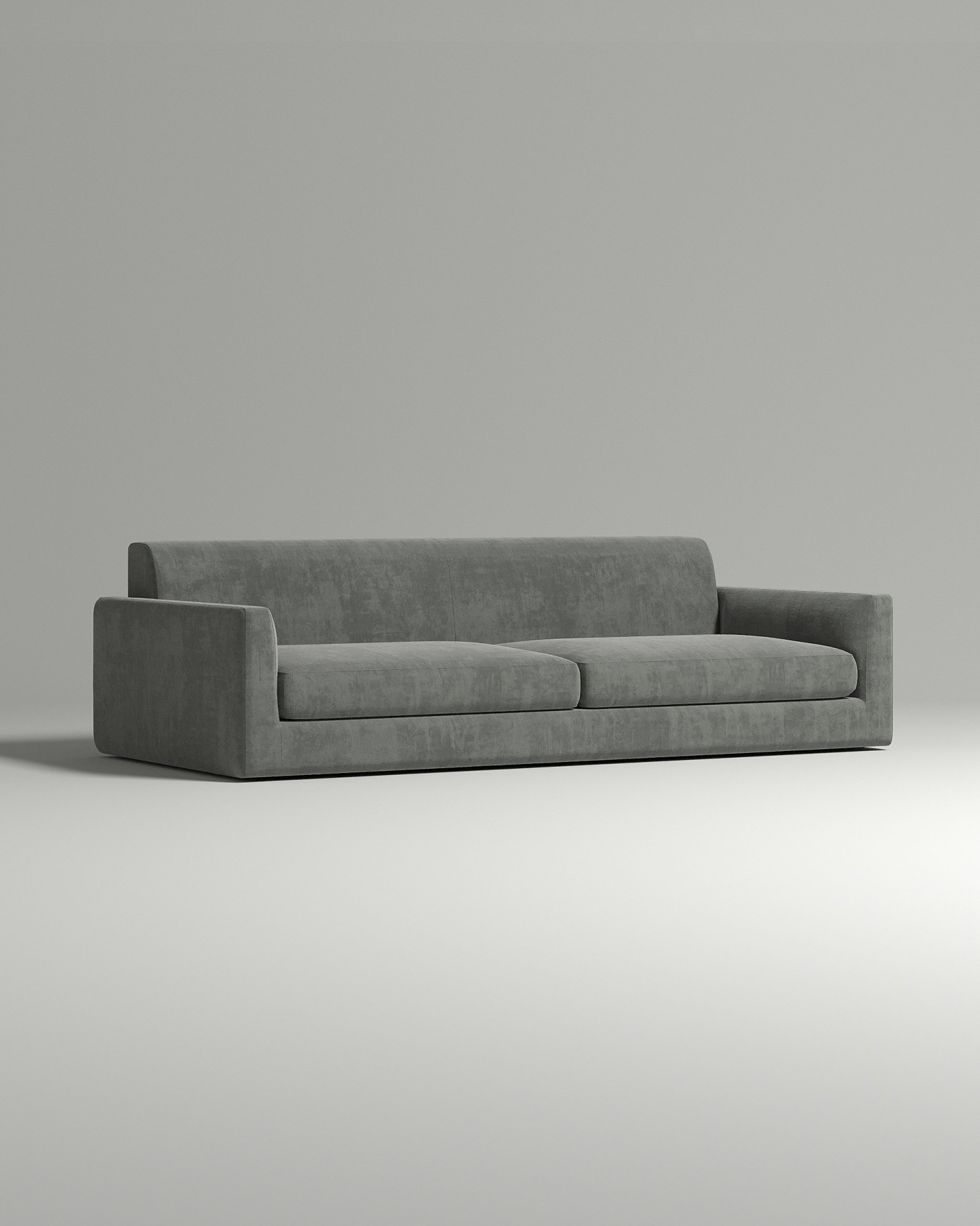 Стильный прямой диван Smooth. Материал: Флок. Цвет: Серый